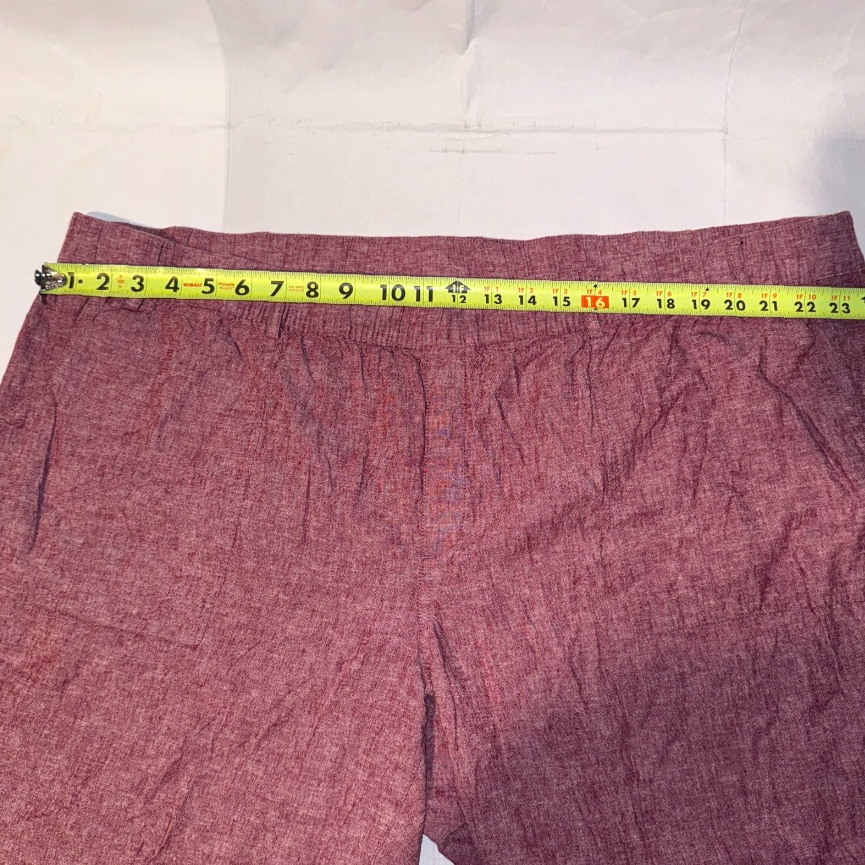 Vintage Lane Bryant Linen Blend Wide-Leg Pants 3XL Womens Red High Rise Beach Capri Travel Casual Comfort Easy Care Plus Size Wide Leg 21in Inseam Linen Rayon Size 40" / US 18 - 3 Thumbnail