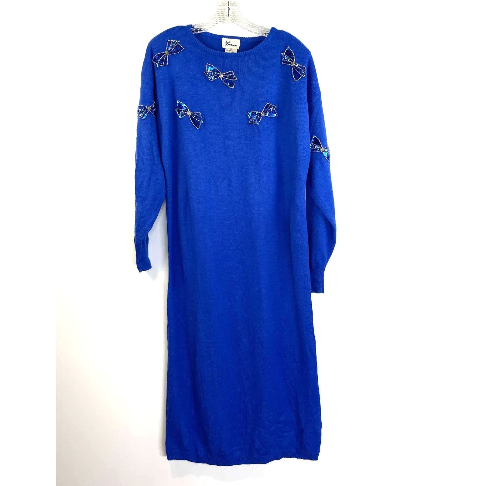 Vintage Vintage Sweater Midi Dress Darian Sequin Bows Plus Size Size XL / US 12-14 / IT 48-50 - 9 Thumbnail