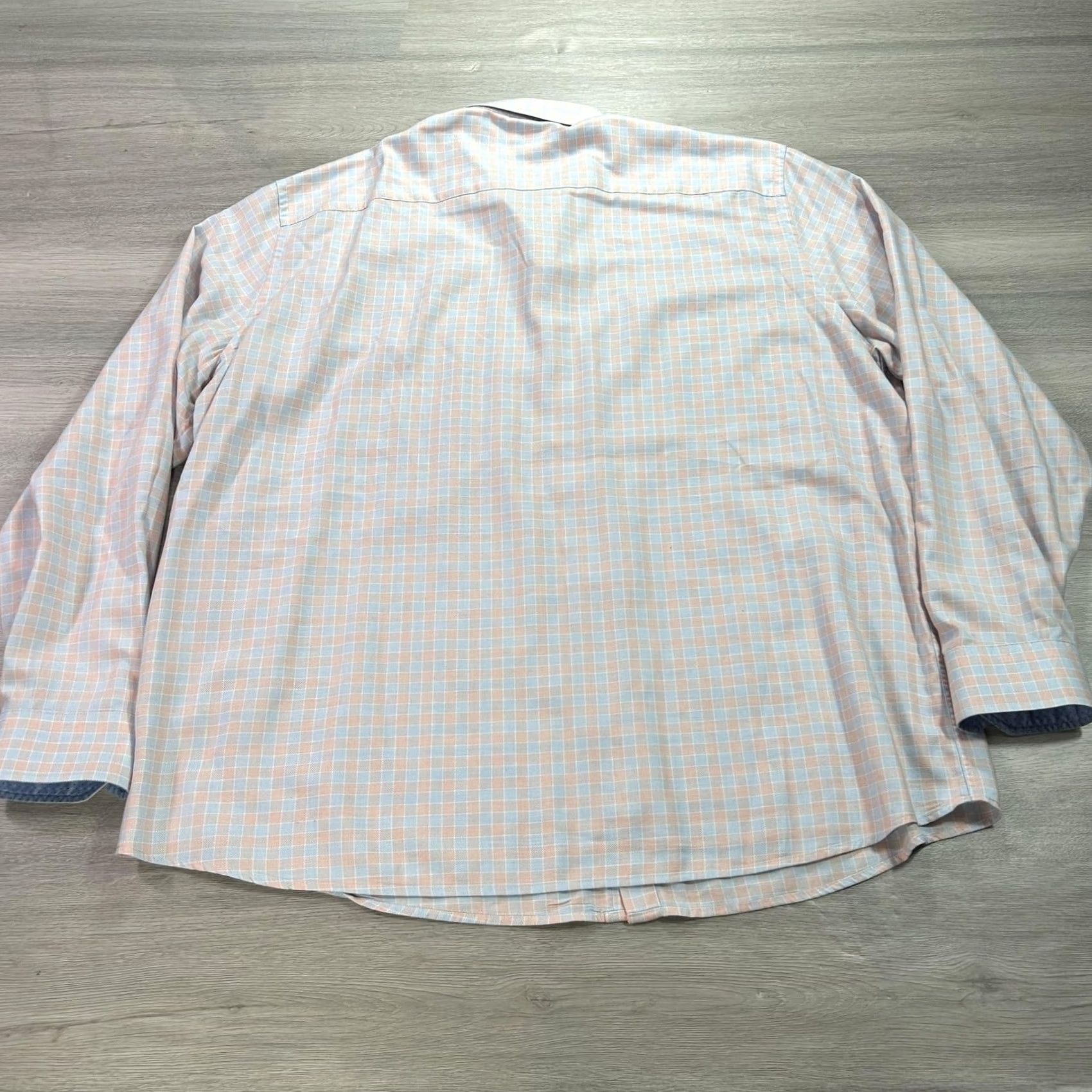Johnston & Murphy Johnston & Murphy Shirt Mens 2XL Blue Pink Gingham Check Button Down Long Sleeve Size US XXL / EU 58 / 5 - 2 Thumbnail