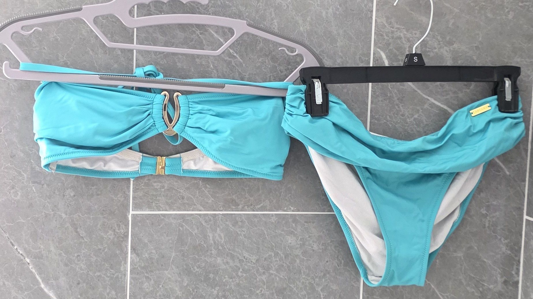 Other Lascana Ruched Bandeau Bikini Set Turqoise 36 A/B & 34 S Size ONE SIZE - 1 Thumbnail
