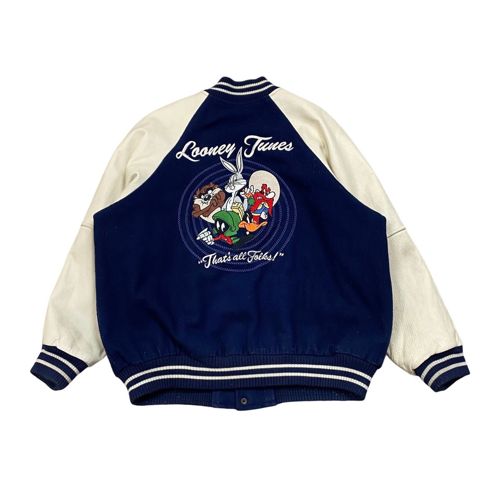 Hot Vintage VTG 90’s Warner Bros That’s All Folks Looney Tunes Varsity Jacket