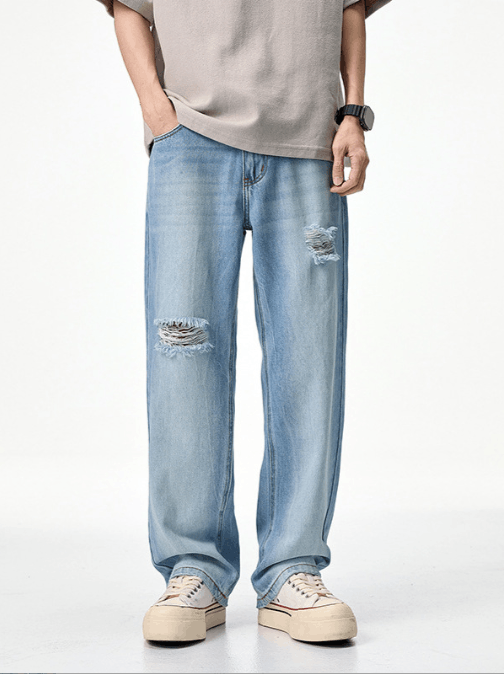 Japanese Brand × Jean American street men's versatile loose washed ripped jeans Size US 32 / EU 48 - 1 Thumbnail