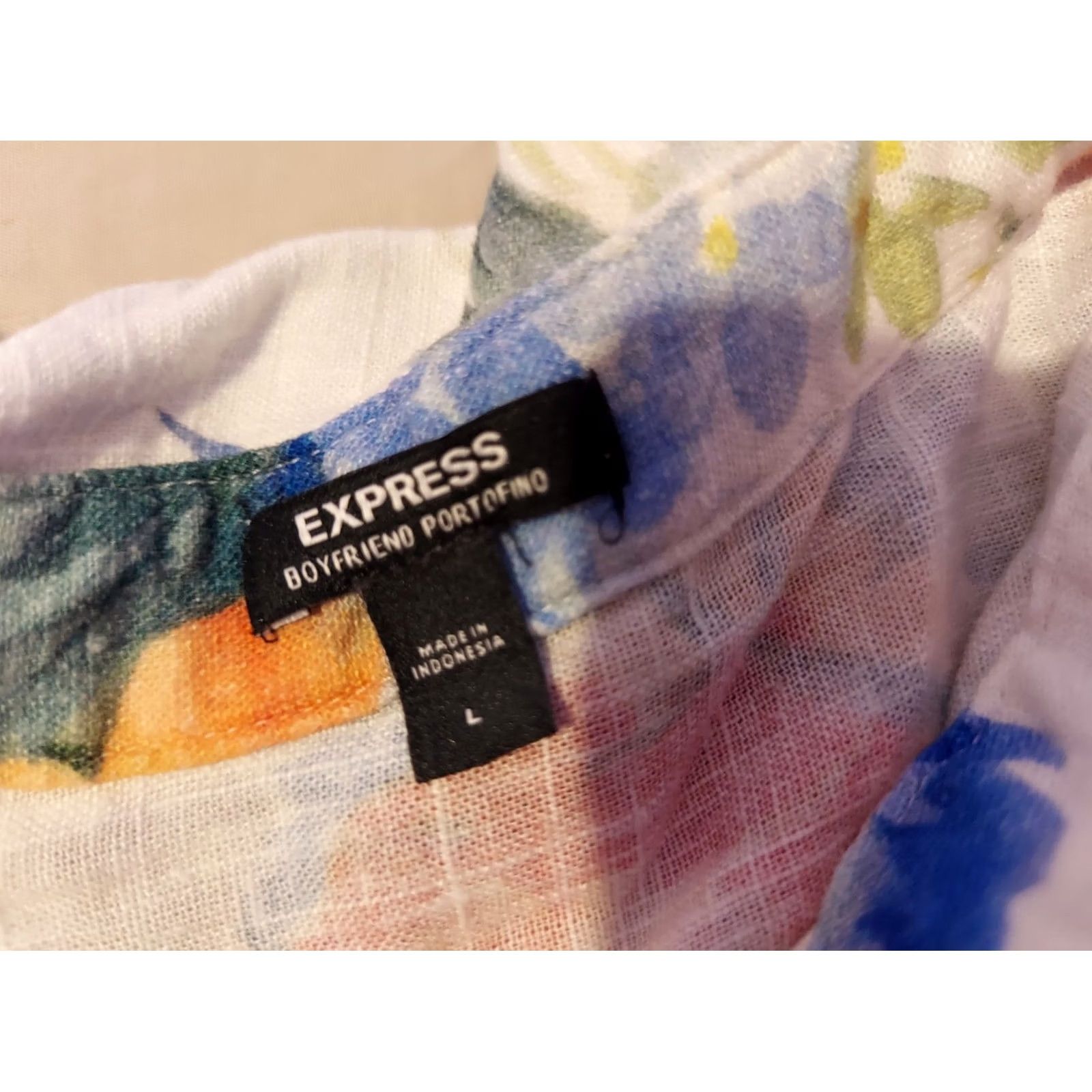 Express Womens Express Linen Dress Shirt L Large White Button Blouse Size L / US 10 / IT 46 - 3 Thumbnail
