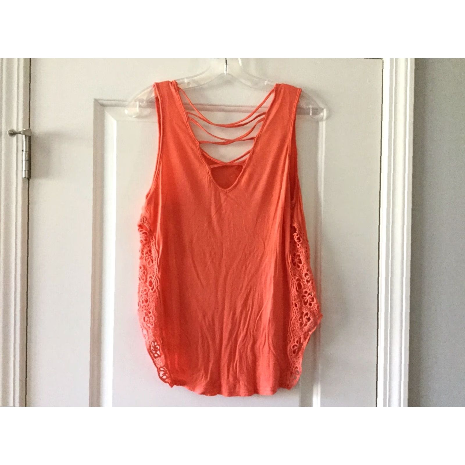 Vintage E M Blouse Women Small Orange Sleeveless Knit Top Sexy Womens Size XS / US 0-2 / IT 36-38 - 2 Thumbnail