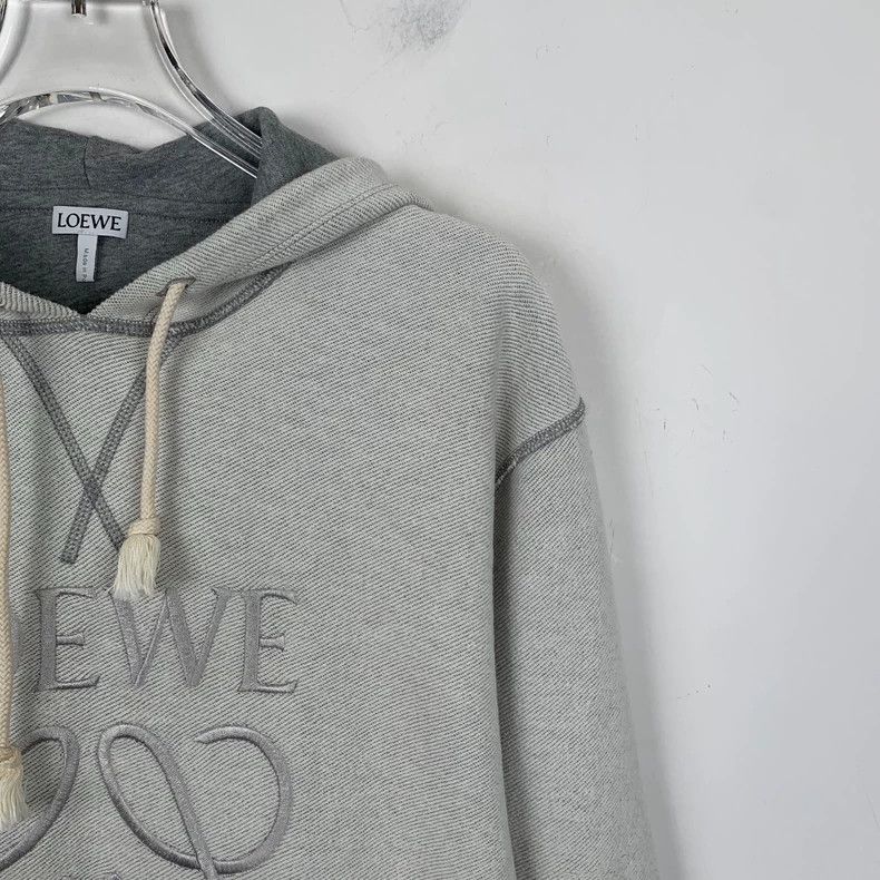 Loewe Loewe Gray logo embroidered cotton hooded drawstring long Size XS / US 0-2 / IT 36-38 - 3 Thumbnail