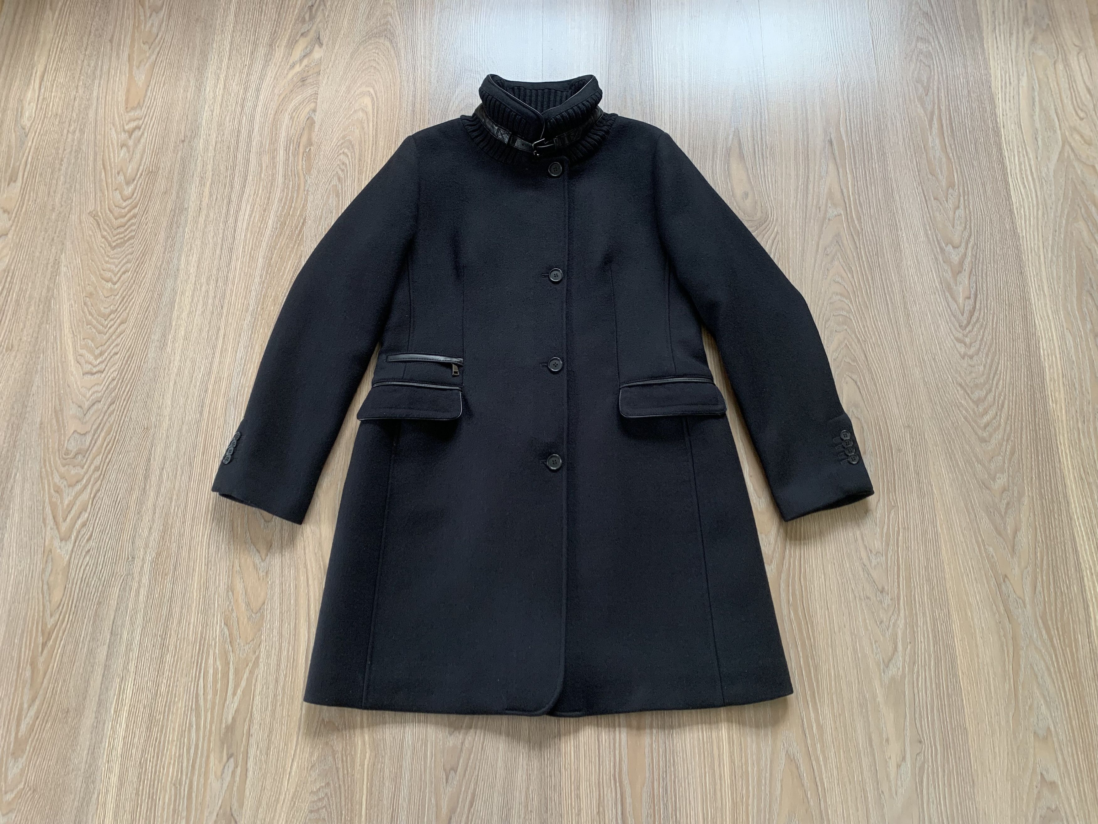 Other Mabrun Womens Black Virgin Wool Coat Button Zip Size L / US 10 / IT 46 - 11 Thumbnail