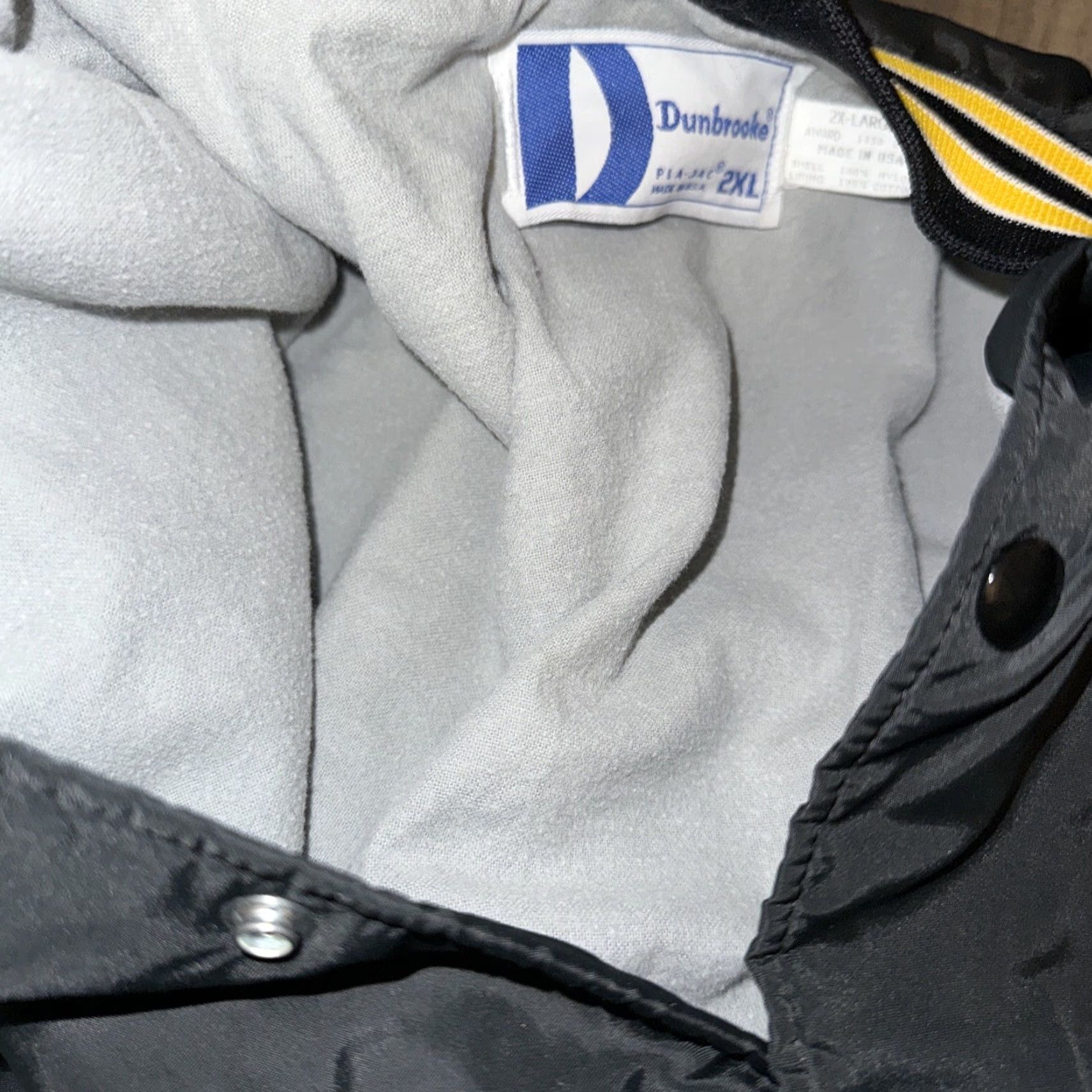 Vintage VINTAGE Dunbrooke Letterman Bomber Jacket Black Yellow 2XL Men's USA Nylon 26x26 Size US XXL / EU 58 / 5 - 4 Thumbnail