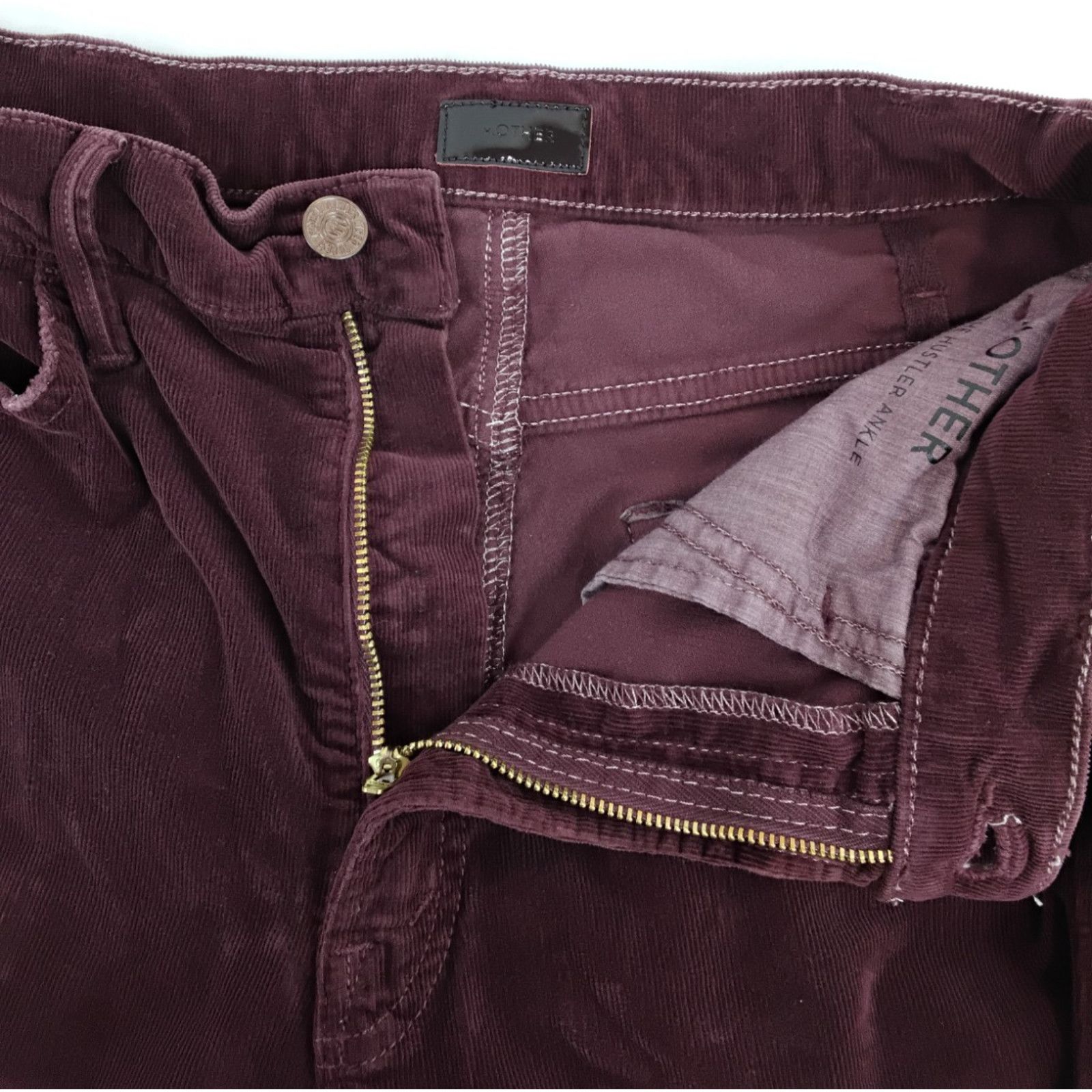 MOTHER Mother Hustler Corduroy Jeans Women's 27 Maroon Ankle Fray Size 27" / US 4 / IT 40 - 8 Thumbnail