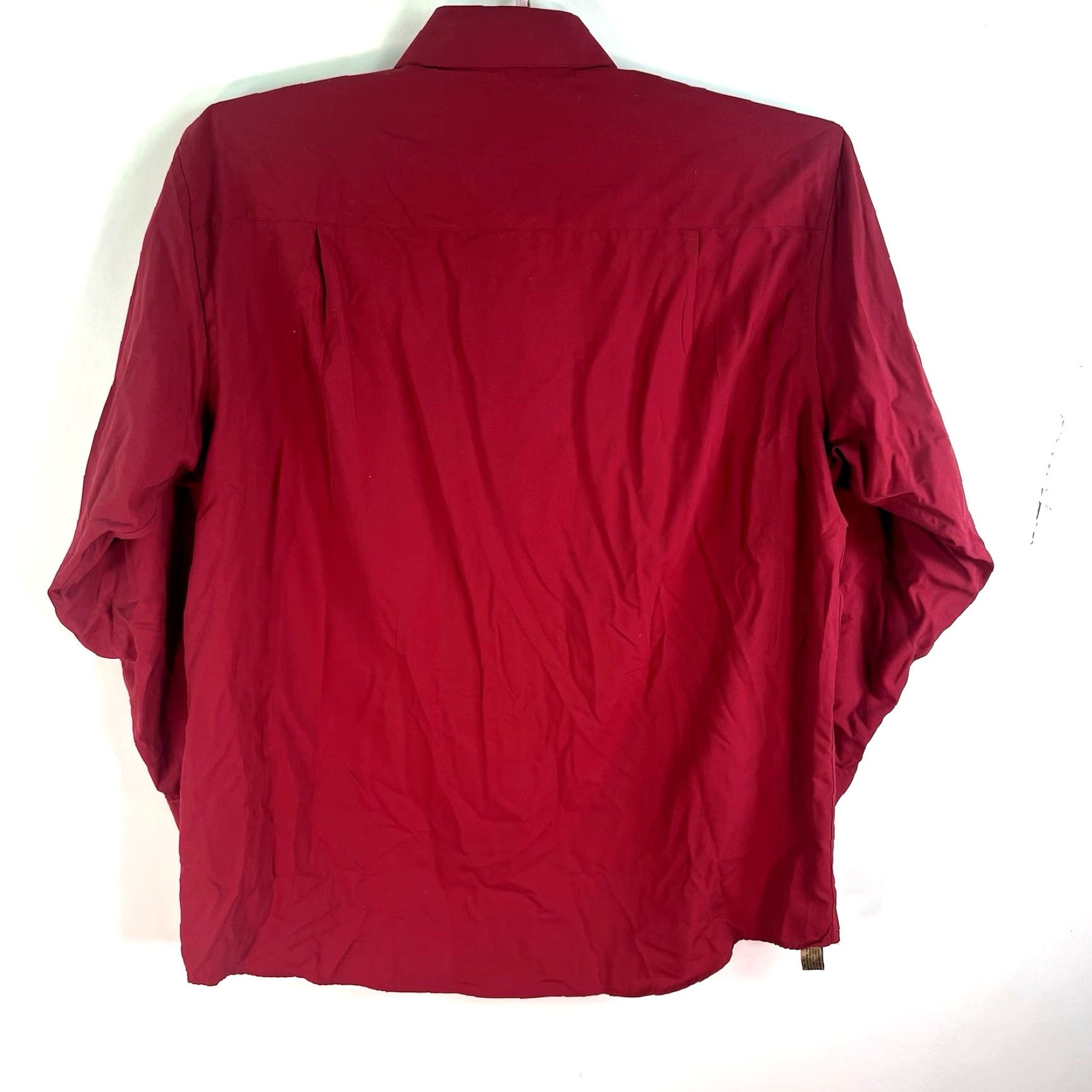 Geoffrey Beene Geoffrey Beene Button-Up Shirt Mens Regular Maroon 50in Chest Long Sleeve Polyester Knit Solid Vintage Small Size US XL / EU 56 / 4 - 6 Thumbnail