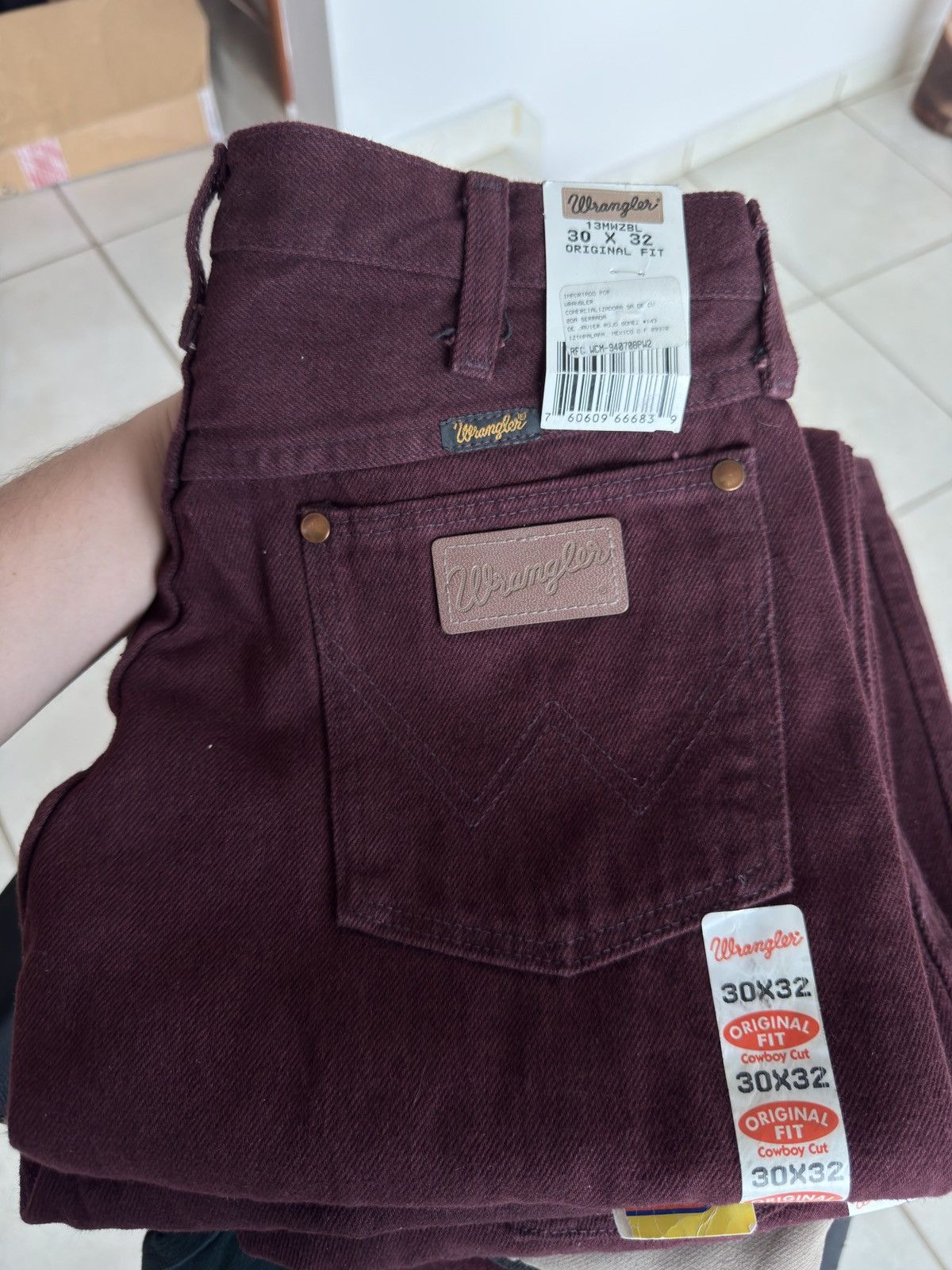 Wrangler Wrangler 13MWZ Pro Rodeo Cowboy Cut Jeans — Burgundy — 30x32 Size US 30 / EU 46 - 1 Thumbnail