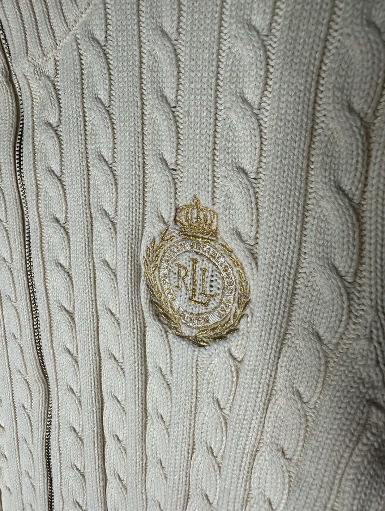 Lauren Ralph Lauren Lauren Ralph Lauren Full Zip Sweater Cream Cable Knit Size M / US 6-8 / IT 42-44 - 3 Thumbnail
