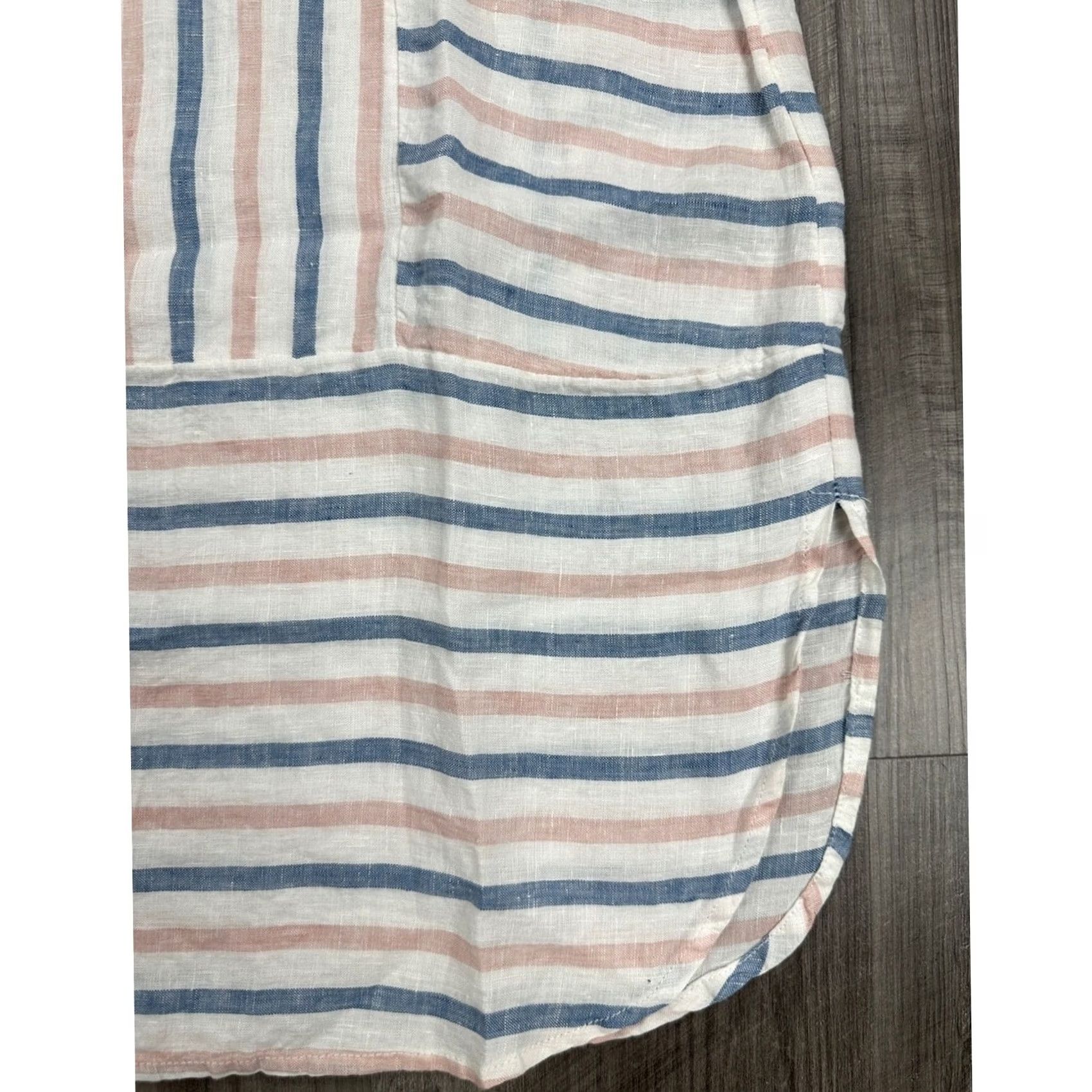 Vince Camuto Vince Camuto Cover Up Shirt Linen Striped Blush Pink Medium Women’s Size ONE SIZE - 4 Thumbnail