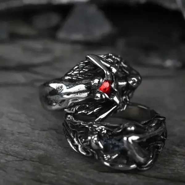 Japanese Brand Demon Girl Ring Heart Devil Goth Punk Rock Jewelry Chrome Size ONE SIZE - 3 Thumbnail