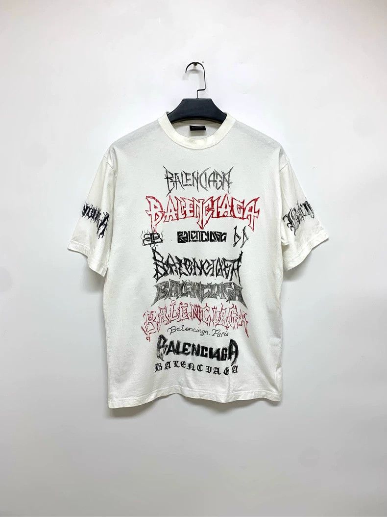 Balenciaga Balenciaga White Graffiti Letter Short Sleeve T-Shirt 2502- Size US XS / EU 42 / 0 - 1 Thumbnail