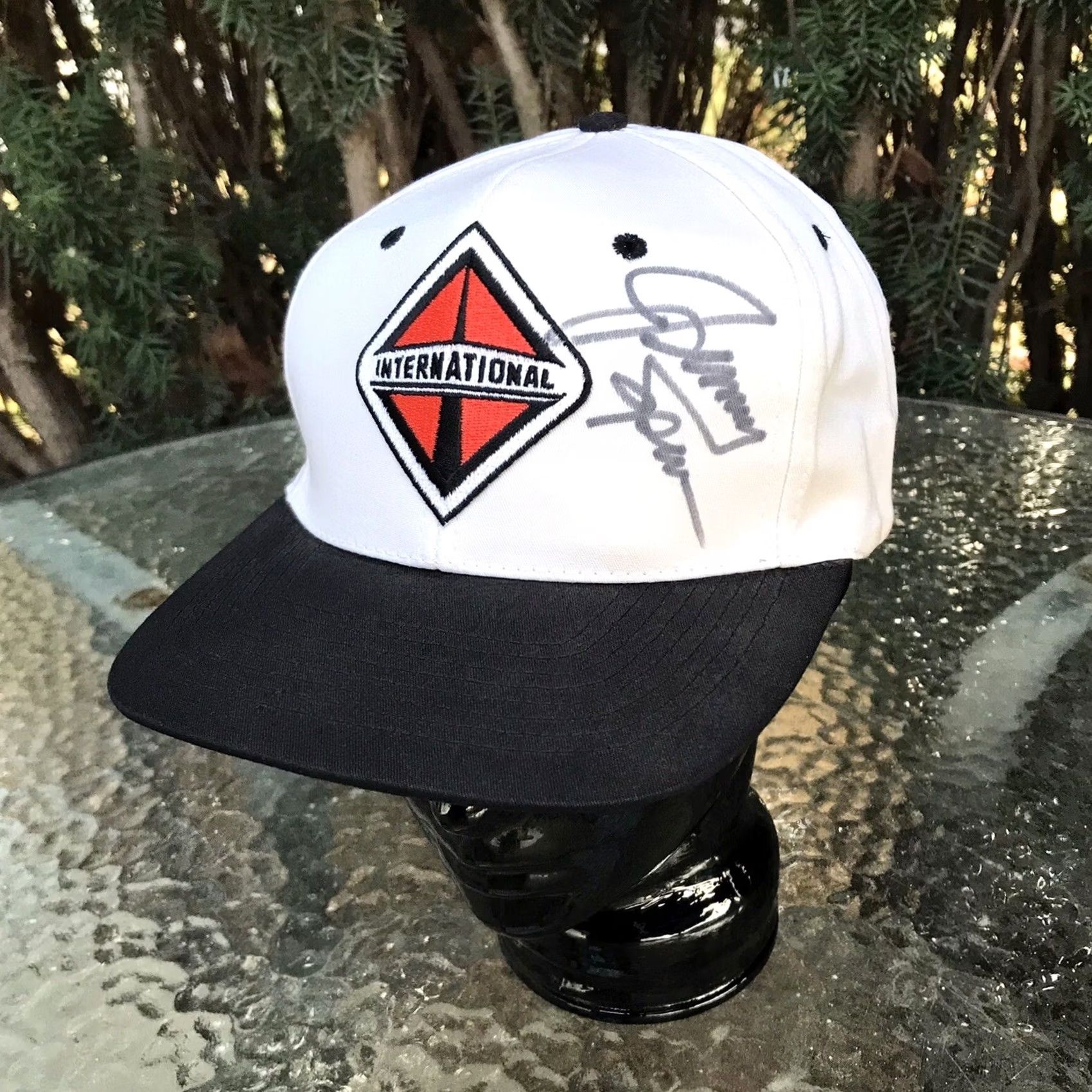 NASCAR Nissun International Beige/Black Snapback Cap Hat Nascar Jimmy Spencer Signed Cap Size ONE SIZE - 2 Thumbnail