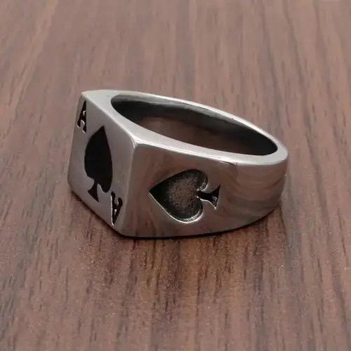 Japanese Brand × Vintage Ace of spades steel ring (sizes 5-13) Size ONE SIZE - 3 Thumbnail