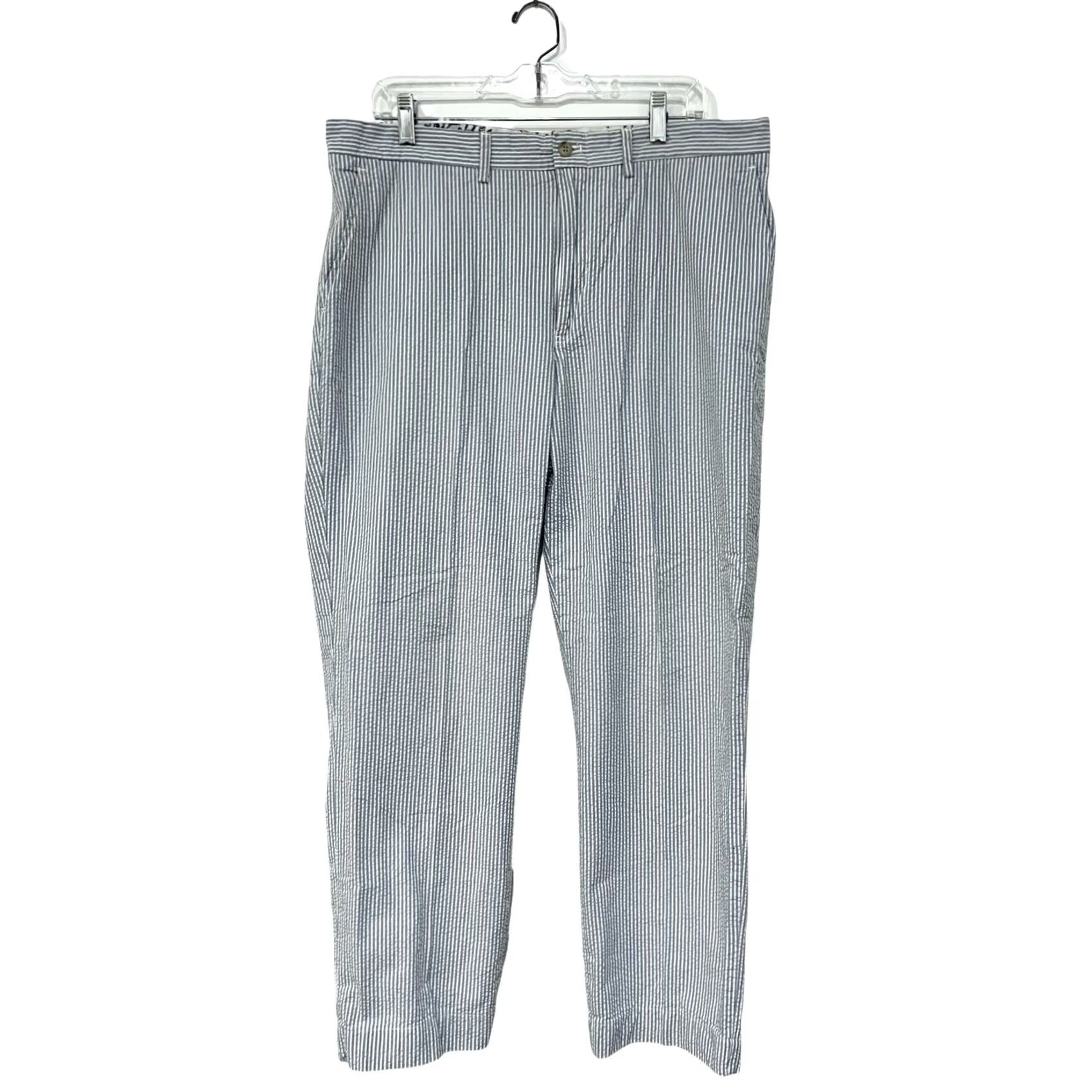Polo Ralph Lauren Polo Ralph Lauren Seersucker Pants 36x29 Blue/White Striped Flat Front Classic Mens Pants Size US M / EU 48-50 / 2 - 2 Thumbnail