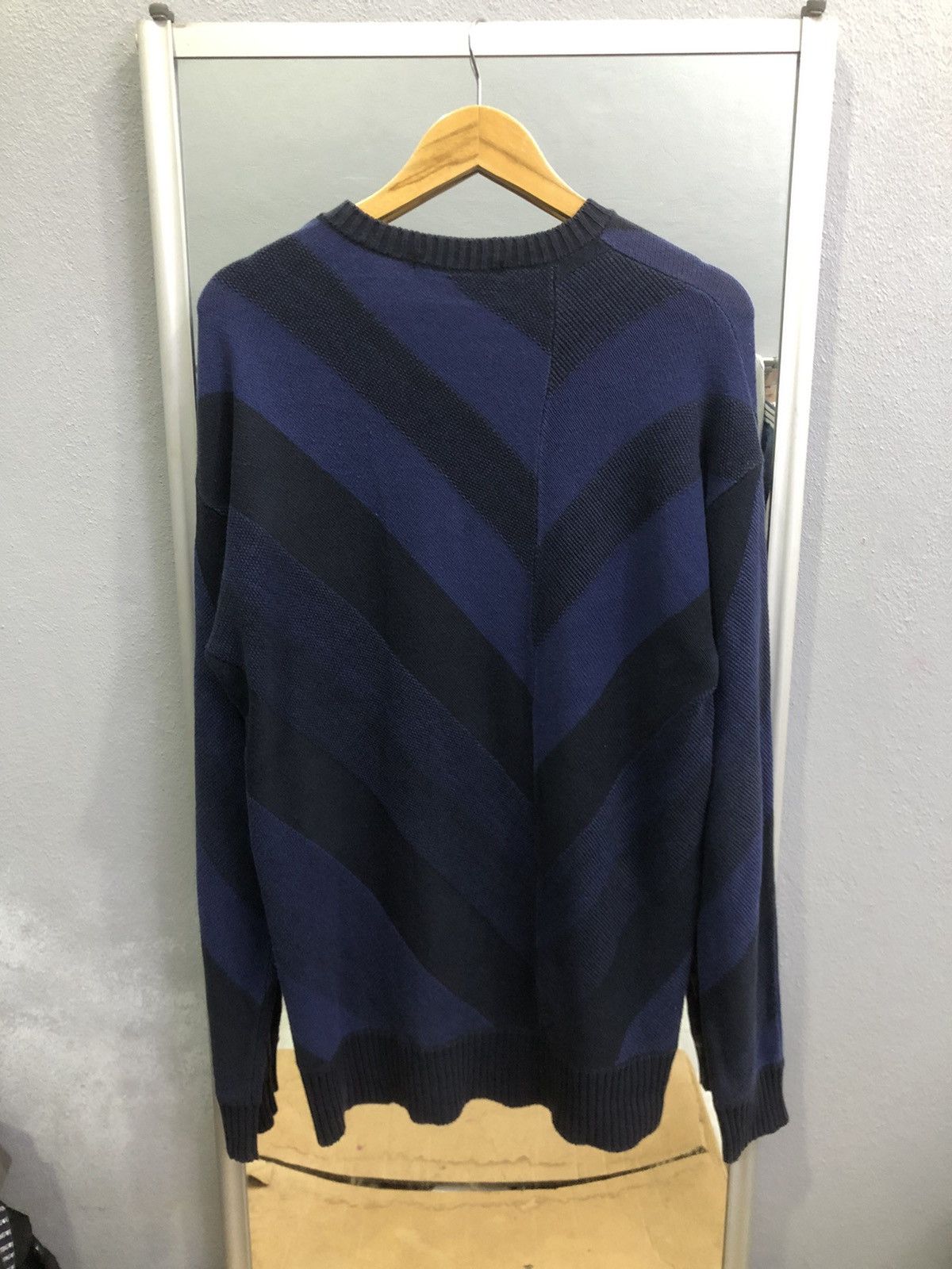 GOSTAR DE FUGA FUGA Navy Geometric Drop-Shoulder Knit Sweater Size US L / EU 52-54 / 3 - 12 Thumbnail