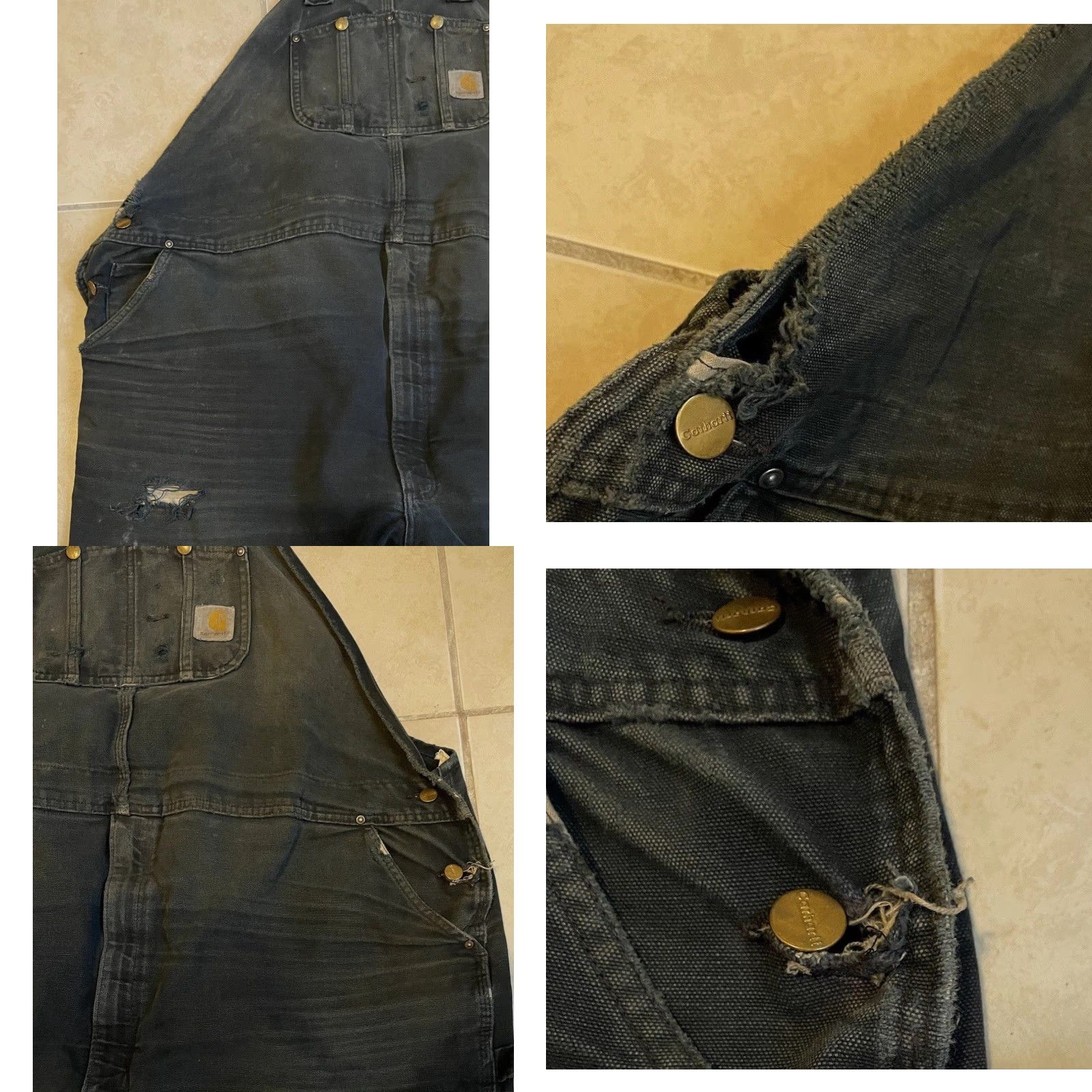 Carhartt Vtg Carhartt Thrashed Faded Distress Overall 54 Grunge Trucker Biker 80s 90s USA Size US 38 / EU 54 - 8 Thumbnail