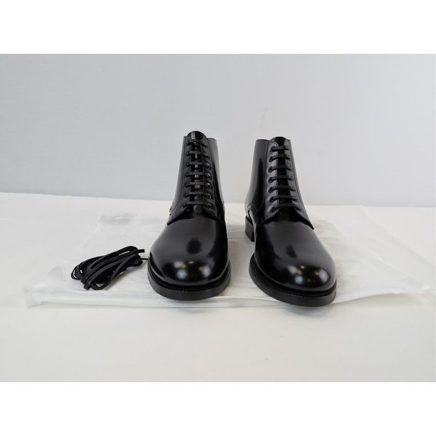 Celine o1rshd1 Leather Mid Top Shiny Classic Army Boots in Black Size US 7 / EU 40 - 17 Thumbnail