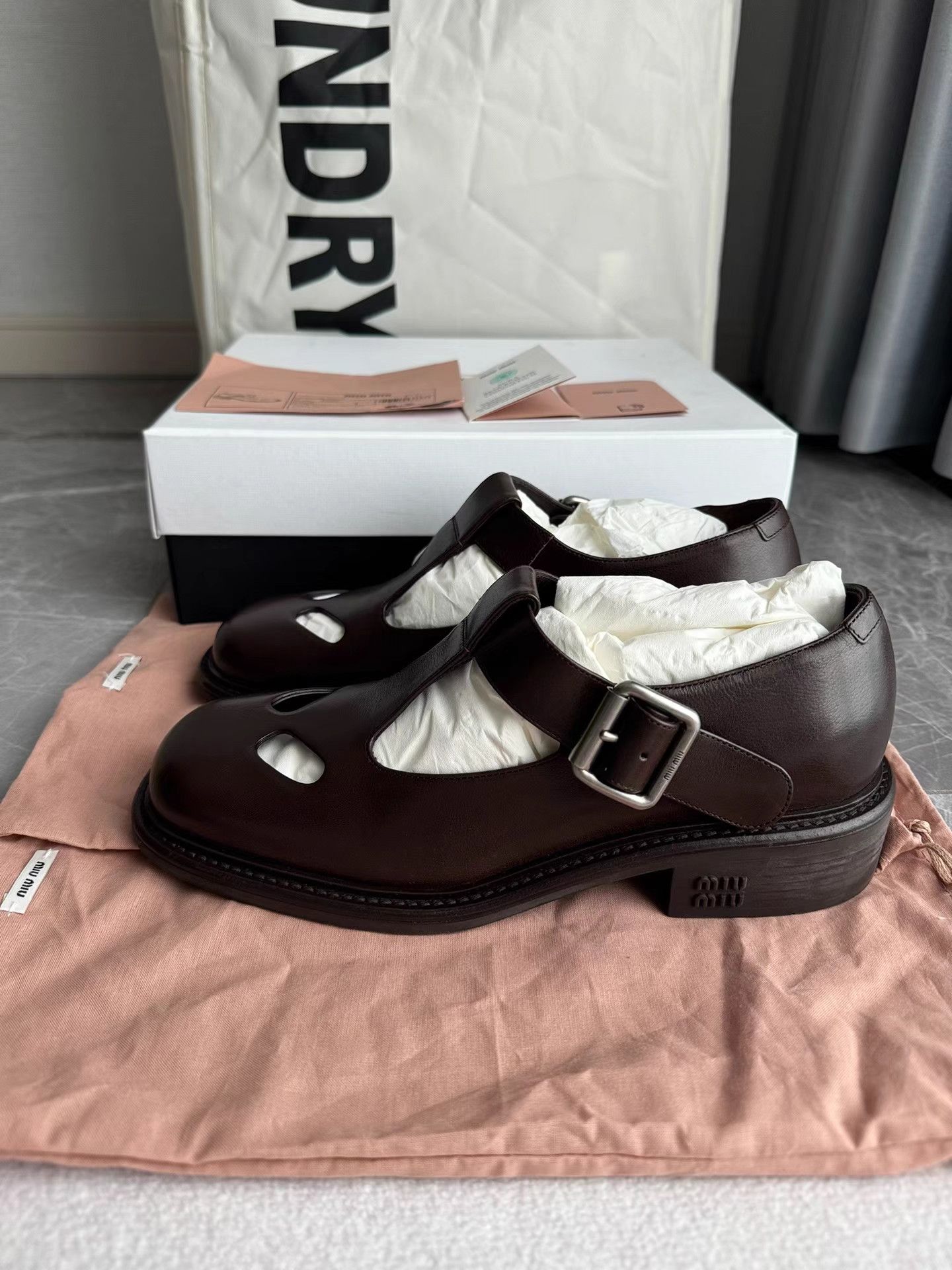 Miu Miu MiuMiu Cutout Mary Jane T-Strap Platform Shoes K6 Size US 7 / IT 37 - 1 Thumbnail