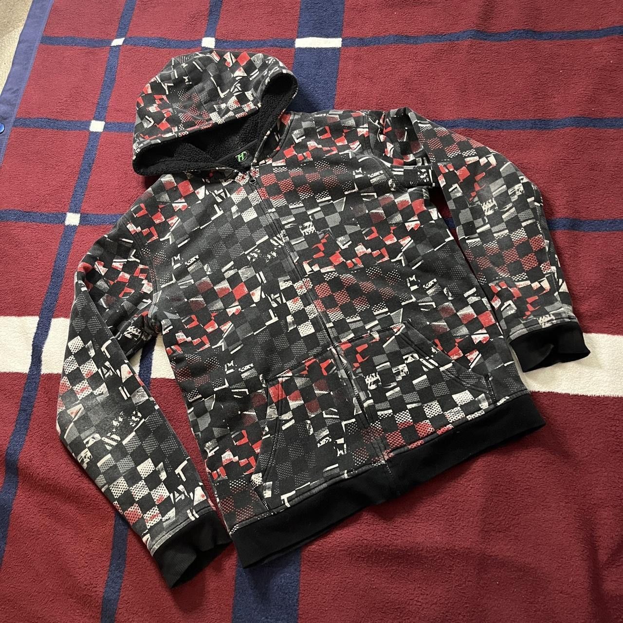 Other H+ Broken glass checkered abstract black white red hoodie Size US XL / EU 56 / 4 - 1 Thumbnail