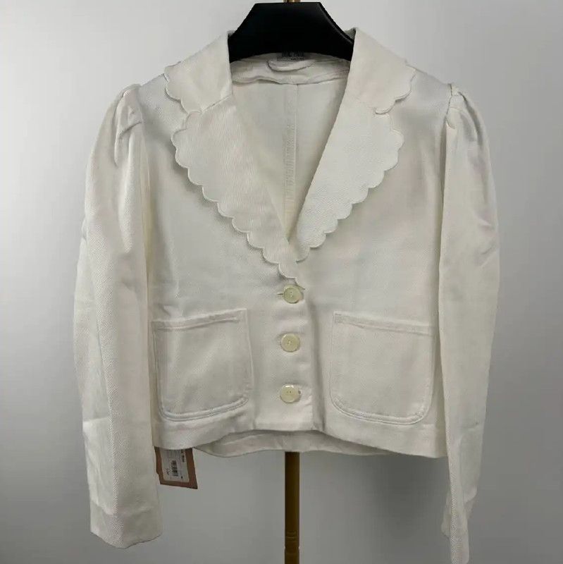 Miu Miu Miu Miu White Cotton Jacket for Women 0089 Size M / US 6-8 / IT 42-44 - 1 Thumbnail