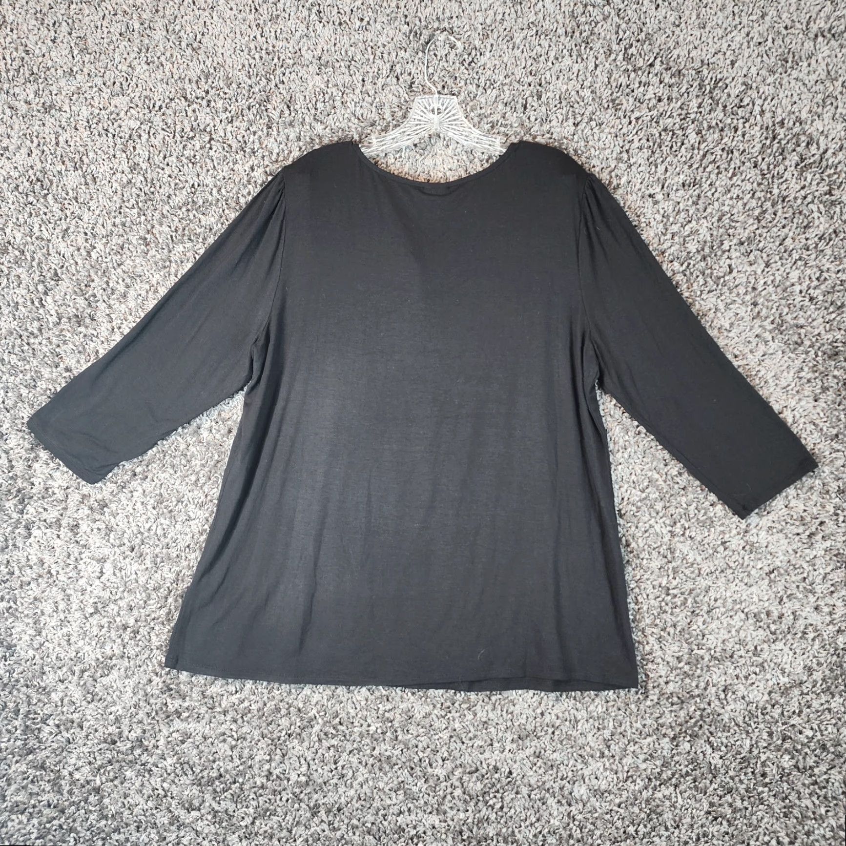 Vintage DRESSBARN Womens Black Ruffled Shoulder Blouse 3/4 Sleeve Size XL Size XL / US 12-14 / IT 48-50 - 5 Thumbnail