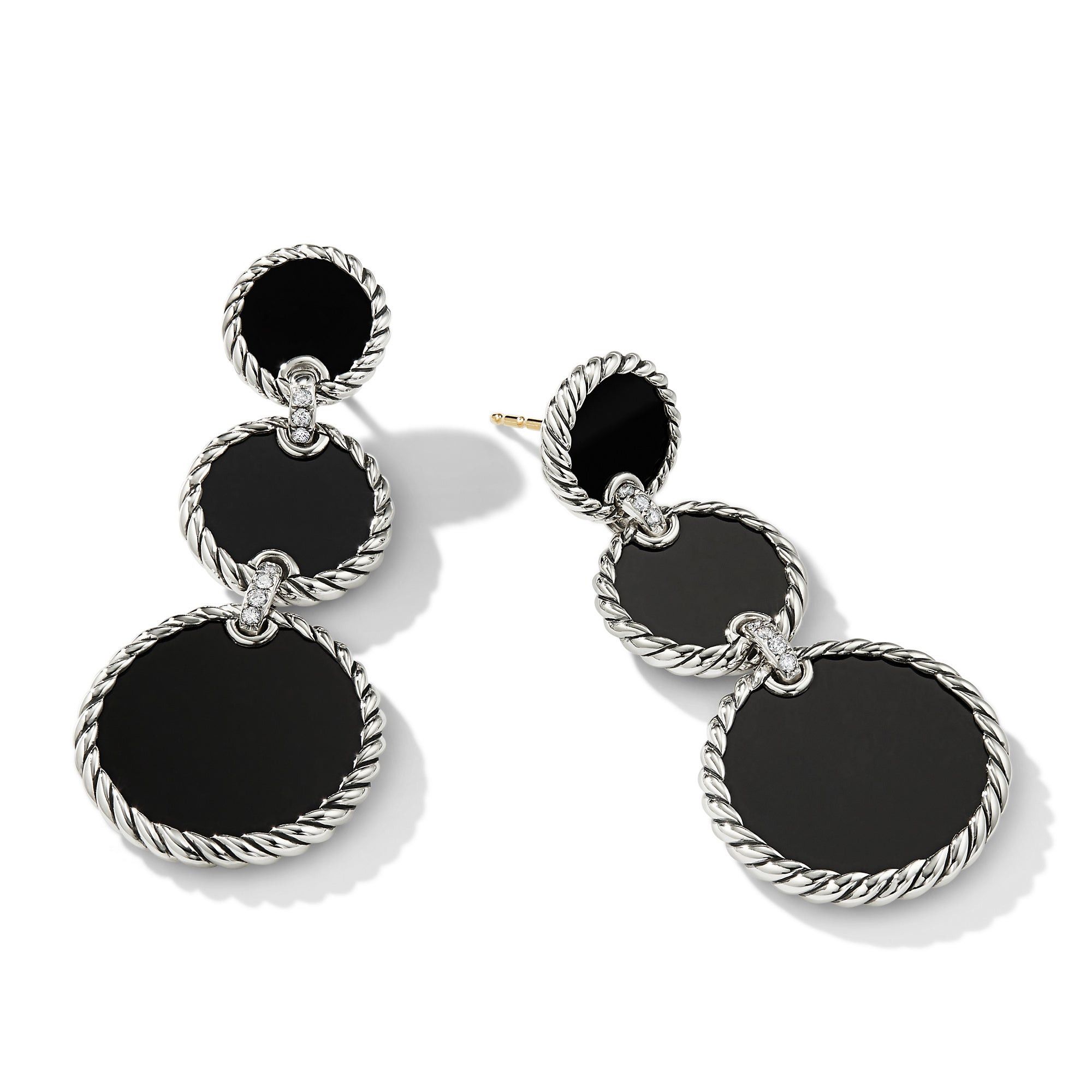 David Yurman o1w1db10525 E17018D Earrings in Silver with Onyx and Diamond Size ONE SIZE - 2 Thumbnail