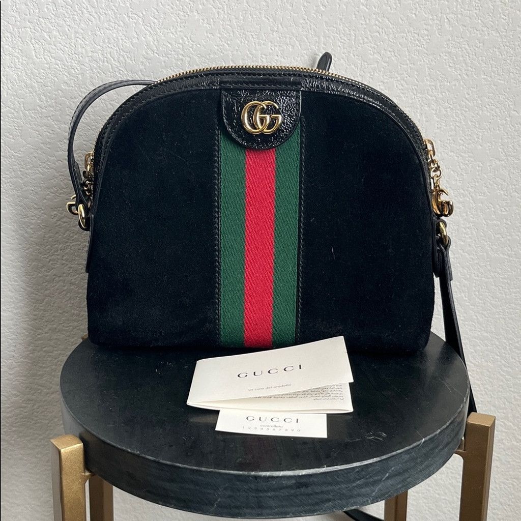 Gucci Gucci Ophidia Black Leather Suede Shoulder Bag Size ONE SIZE - 1 Thumbnail