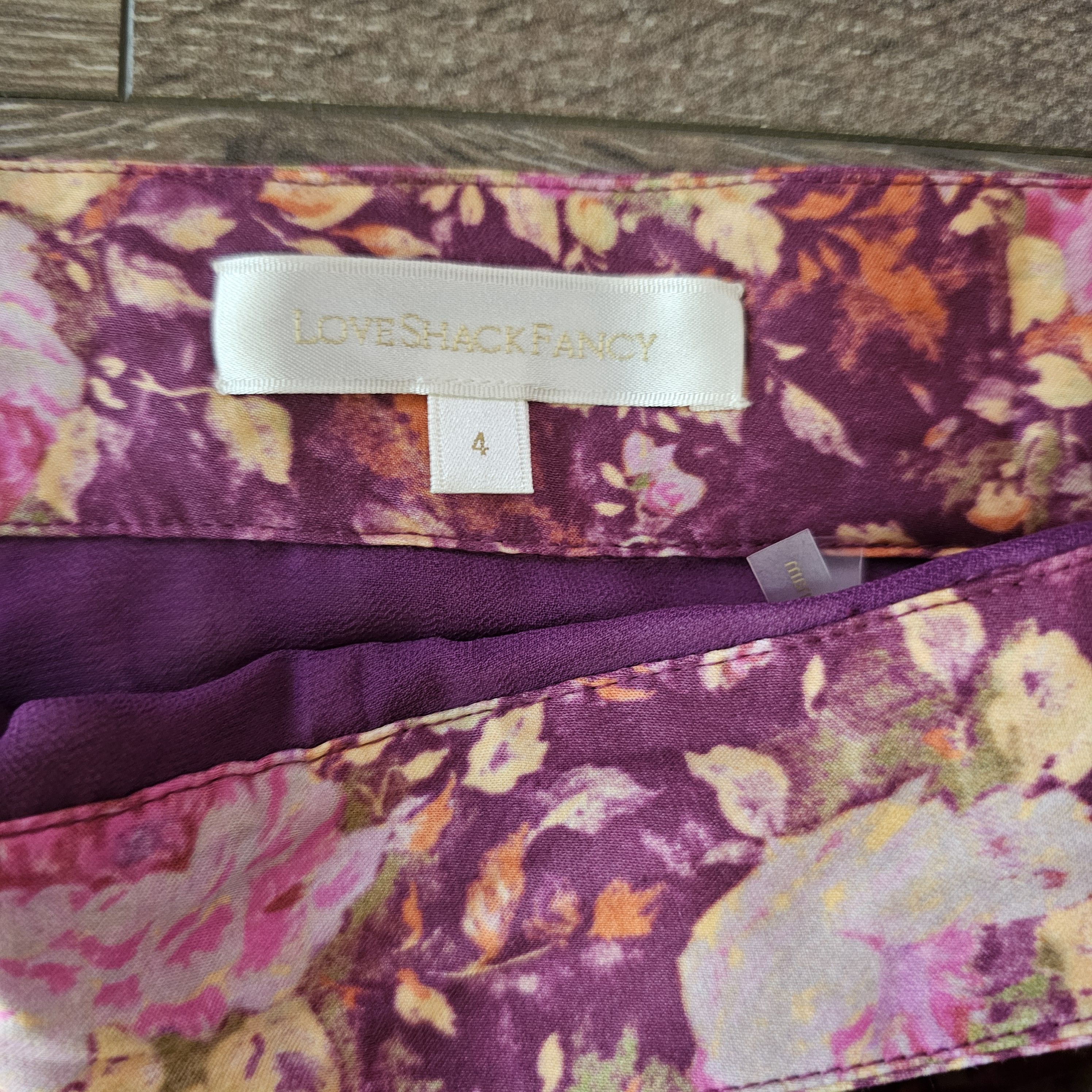 LoveShackFancy Love Shack Fancy Purple Floral Ruffle Bubble Mini Skirt Size 27" / US 4 / IT 40 - 3 Thumbnail
