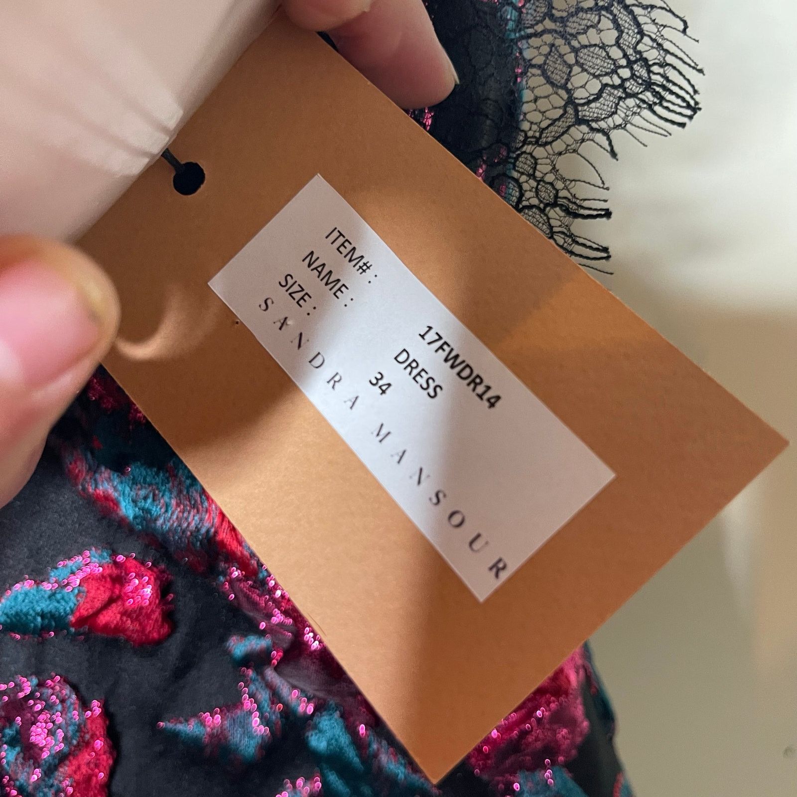 Other NWT Sandra Mansour jacquard pink roses mini black dress Size XS / US 0-2 / IT 36-38 - 8 Thumbnail
