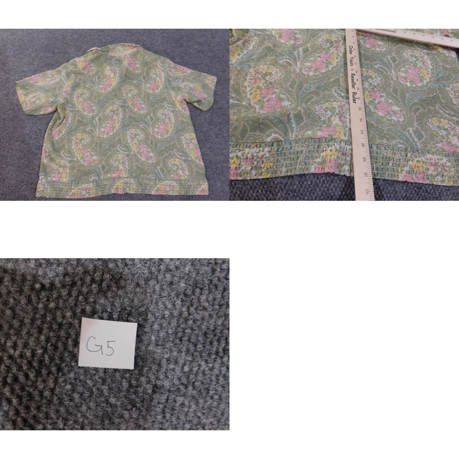 Vintage Alfred Dunner Blouse Womens Plus 20 Green Floral Geometric Short Sleeve Collared Pullover Polyester Woven Stretch Casual Shirt Size 3XL / US 20-22 - 8 Thumbnail