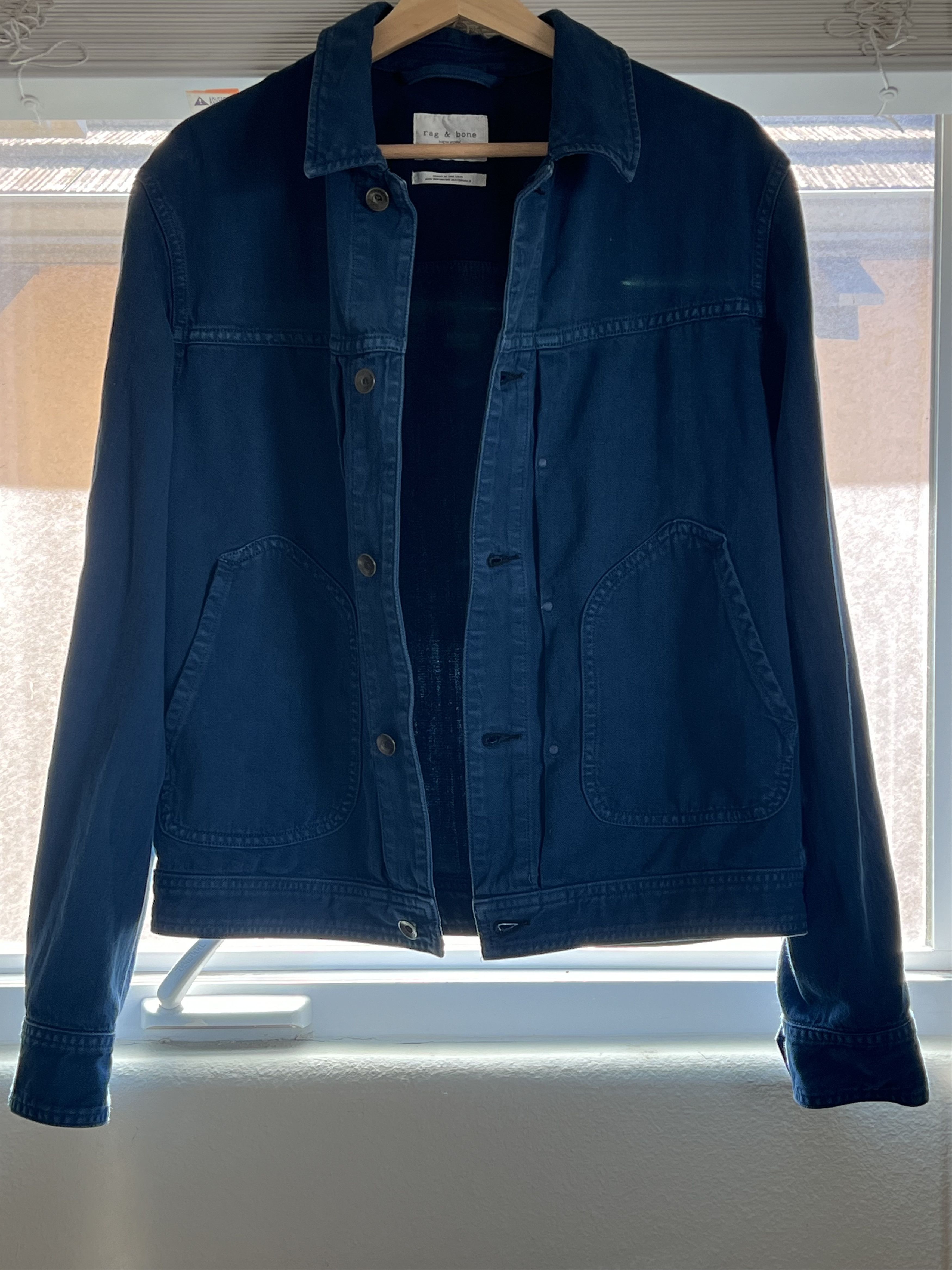 image of Rag Bone Rag & Bone - Indigo-Dyed Cotton And Hemp-Blend Denim Jacket in Blue, Men's (Size Medium)