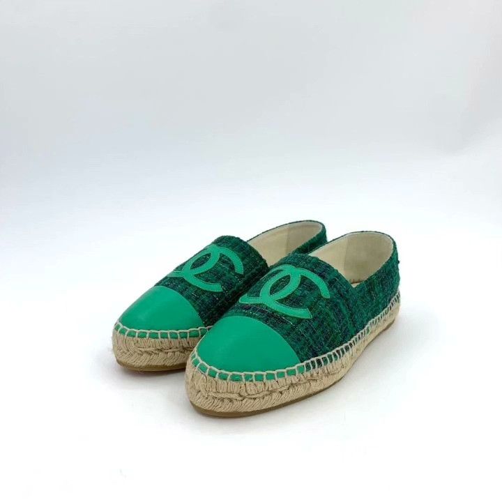 Chanel Chanel Green Double C Tweed Fisherman Shoes Size US 6 / IT 36 - 1 Thumbnail