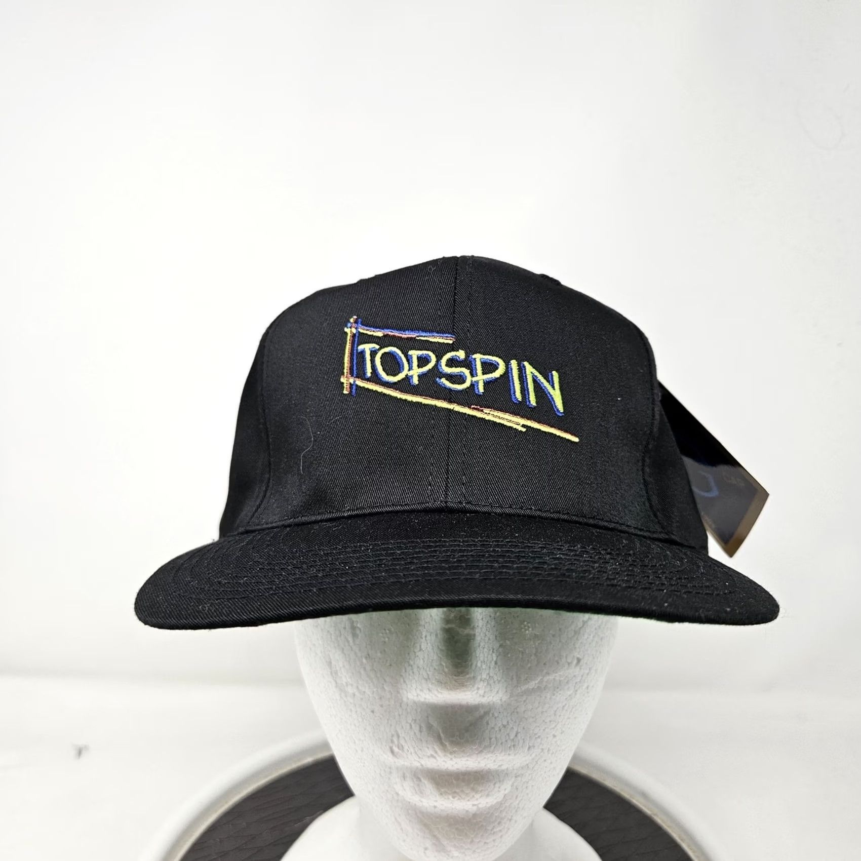 Vintage Topspin Hat Cap Snap Back Black Embroidered Tennis Sports Mens One Size Green Size ONE SIZE - 2 Thumbnail