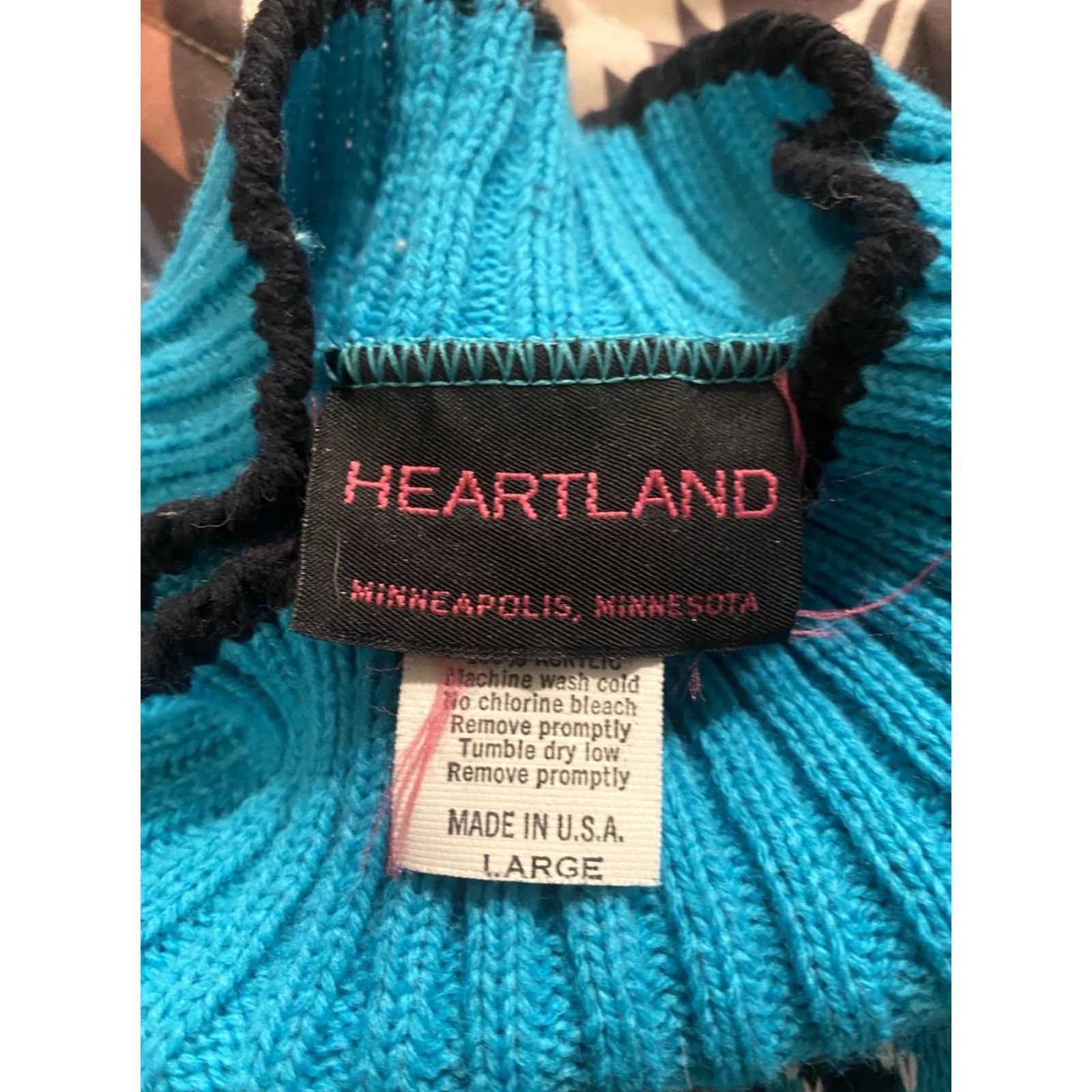 Vintage VINTAGE Heartland Women's Sweater Geometric Aztec Turquoise Raglan Sleeve Mock Neck L Regular Green Pullover 80s 90s Size L / US 10 / IT 46 - 3 Thumbnail
