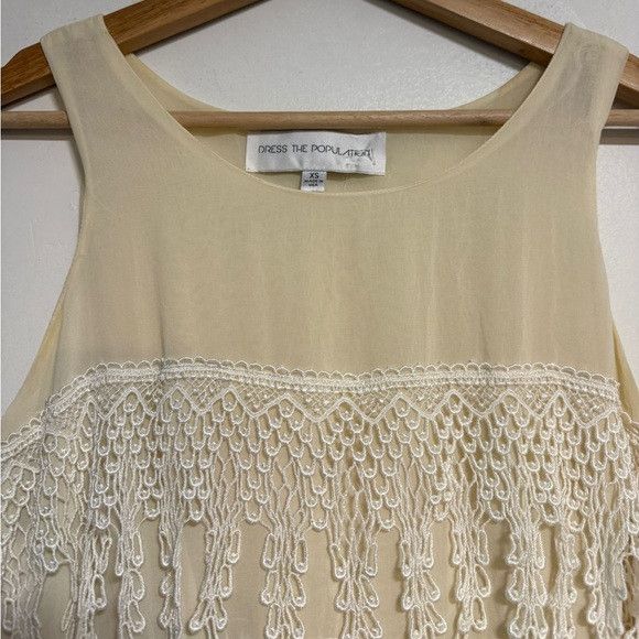 Dress the Population Dress The Population Cream Lace Fringe Shift Dress – Size XS Size XS / US 0-2 / IT 36-38 - 9 Thumbnail