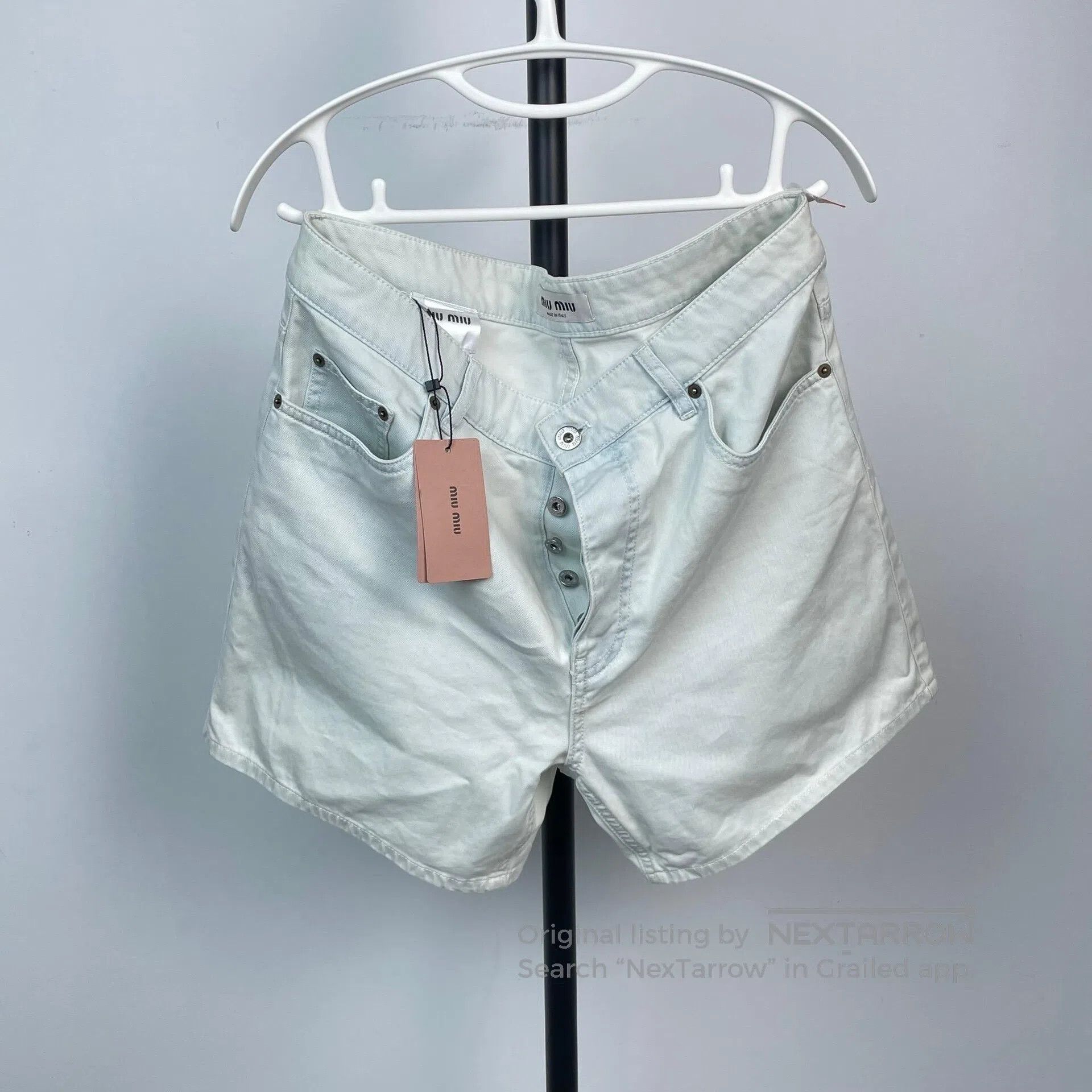 Miu Miu Miu Miu Light Color Letter Logo Blue and White Thin Denim Size 26" / US 2 / IT 38 - 1 Thumbnail