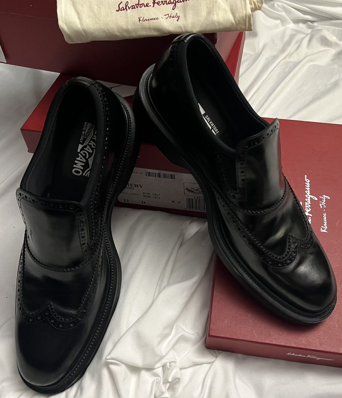 Salvatore Ferragamo Amery Slip-on Wingtip Vitello Calf Size US 11 / EU 44 - 1 Thumbnail