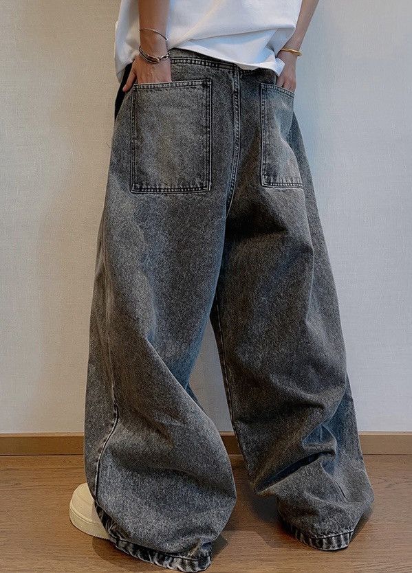Japanese Brand × Vintage Avant garde acid wash asymmetric hem skate jeans pants Size US 30 / EU 46 - 5 Thumbnail