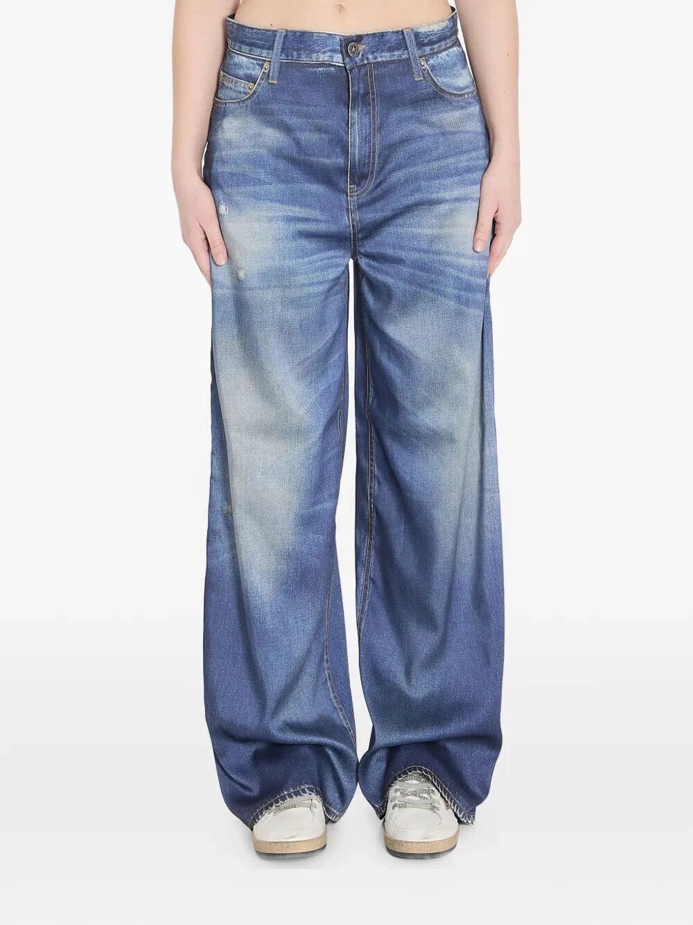 Golden Goose `Journey` Boyfriend Denim Pants With Print Size 28" / US 6 / IT 42 - 1 Thumbnail