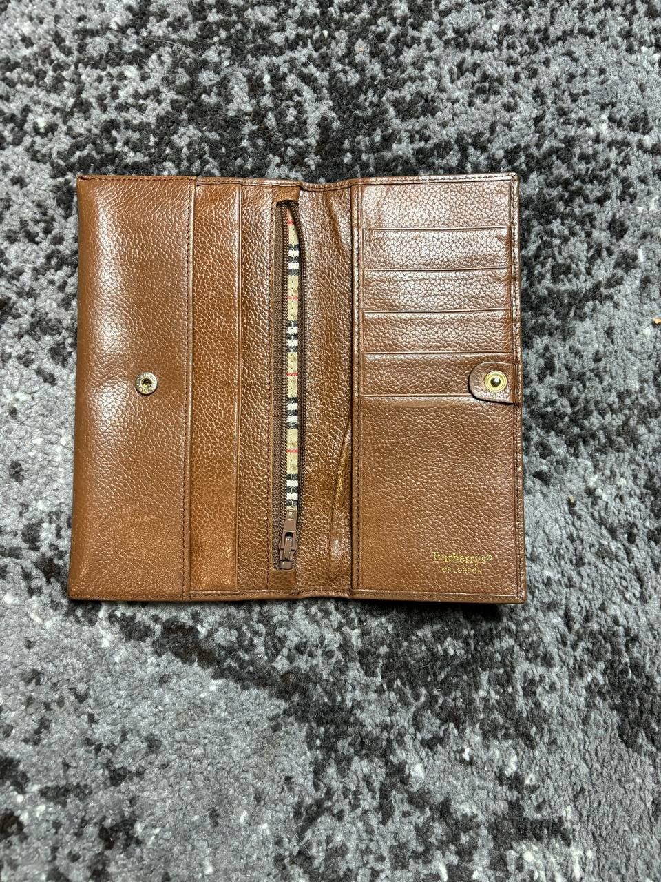 Burberry × Vintage Vintage Y2K Burberry Leather Brown Luxury Long Wallet Size ONE SIZE - 4 Thumbnail