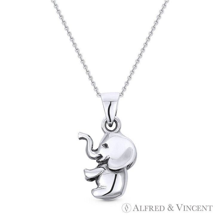 Other Baby Elephant Charm 3D Pendant in .925 Sterling Silver Size ONE SIZE - 1 Preview