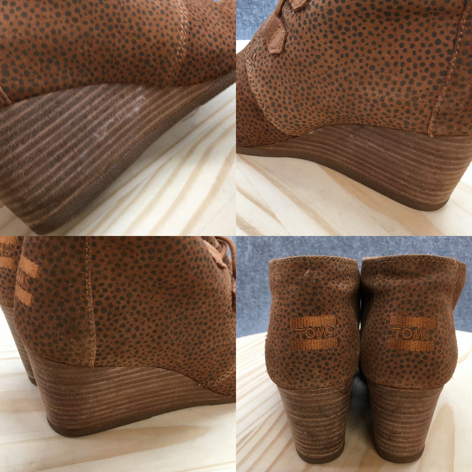 Toms TOMS Boots Womens 9 Kala Ankle Bootie Brown Lace Up Casual Wedge Heels Size US 9 / IT 39 - 8 Thumbnail