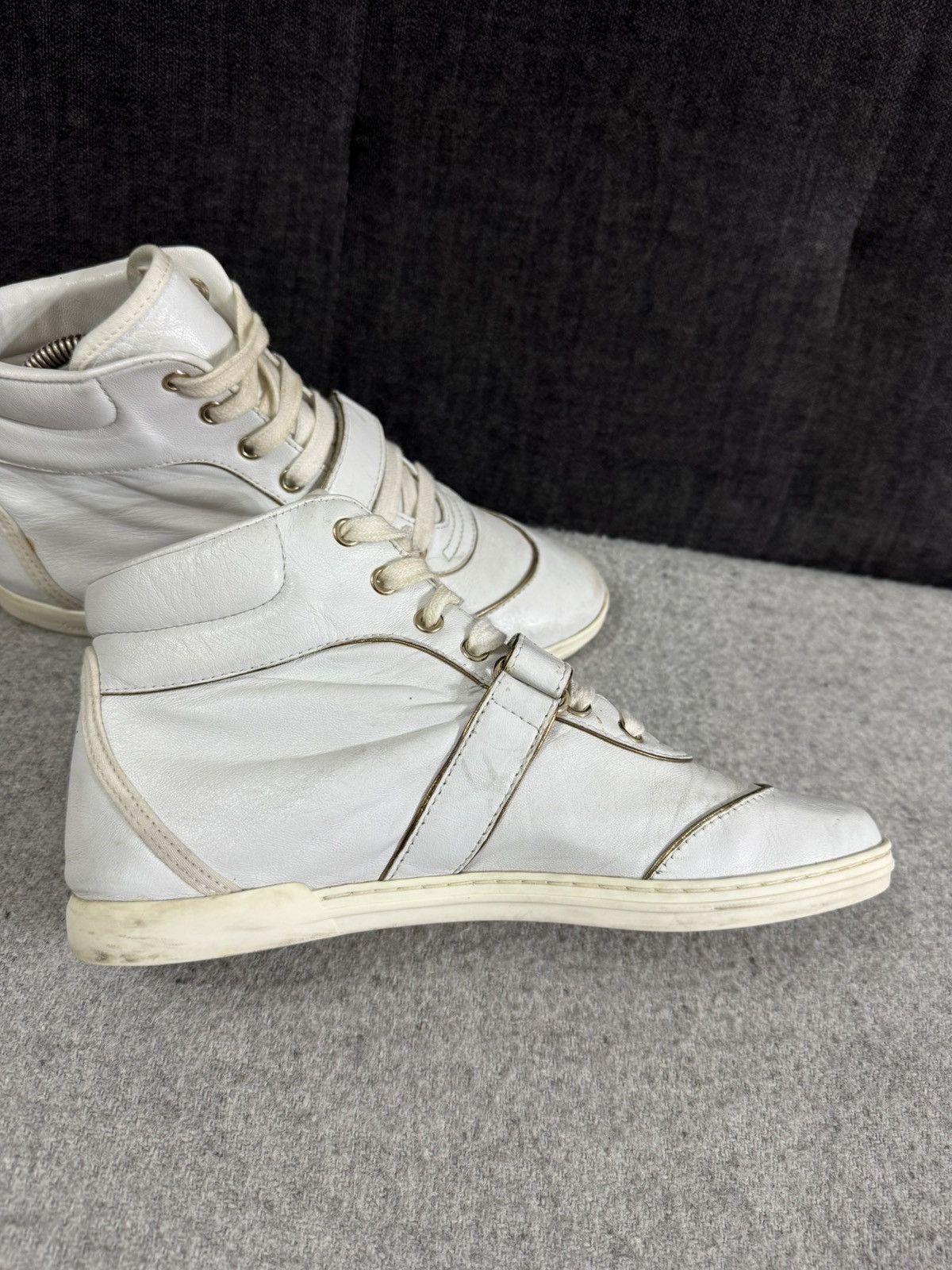 Gucci Gucci Leather High Top Sneakers White Italy size 37 Size US 7 / IT 37 - 3 Thumbnail
