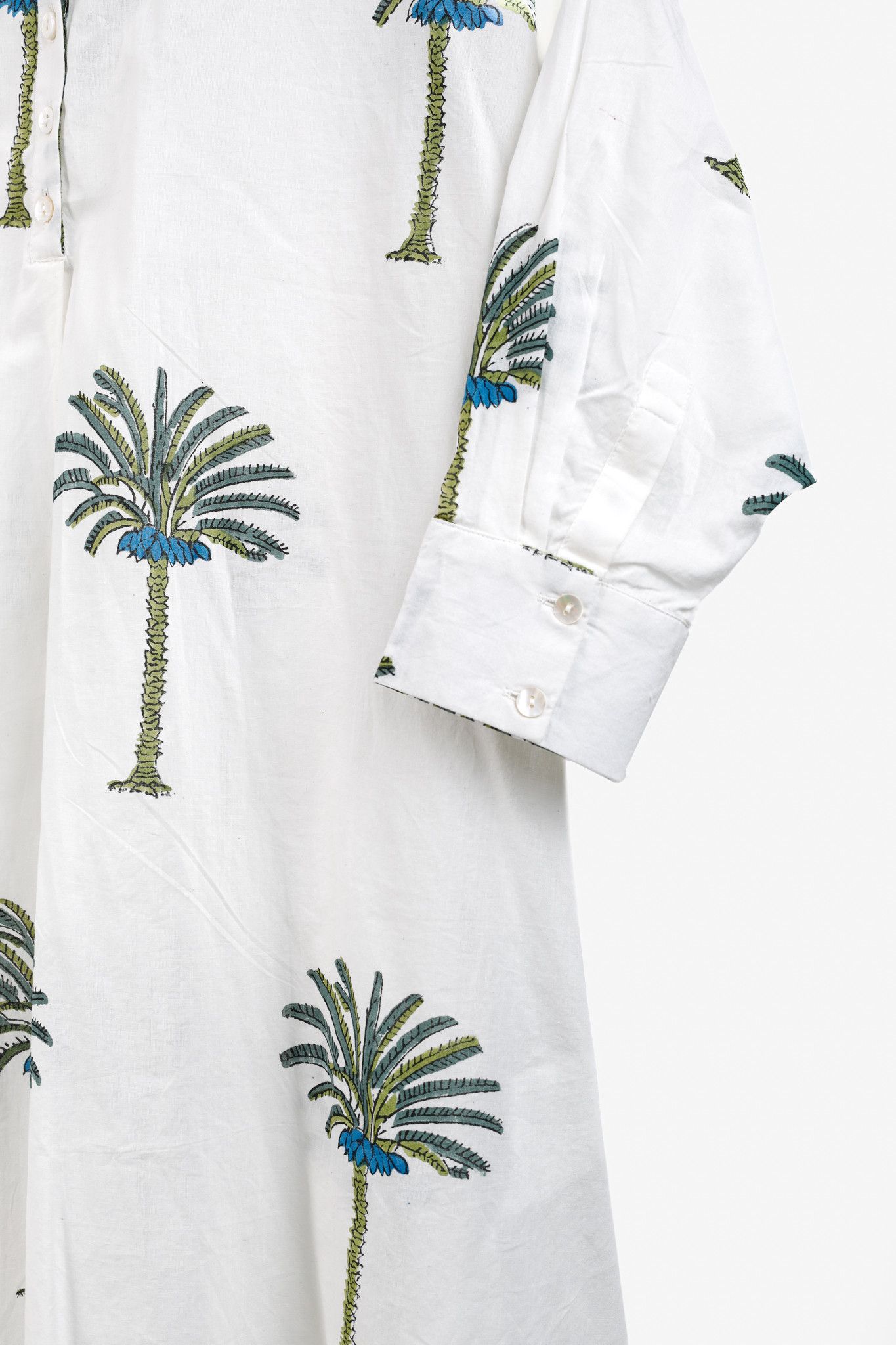 Designer V de Vinster White & Green Oversized Palm Tree Print Tunic Size L / US 10 / IT 46 - 6 Thumbnail