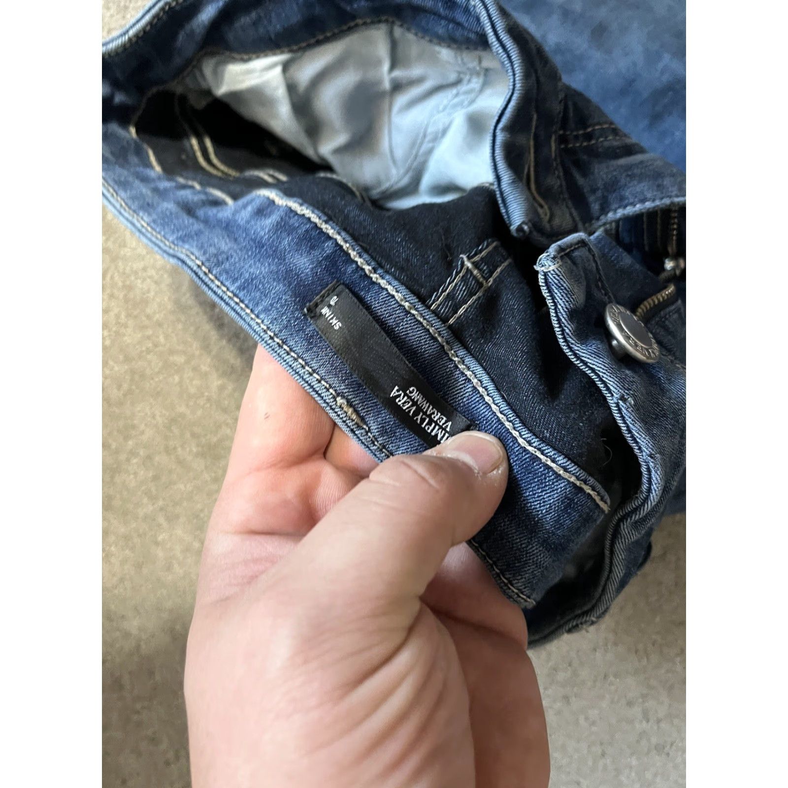 Vintage Vera Wang Simply Vera Skinny Jeans Size 10 Blue Distressed Women Jeans Size 32" / US 10 / IT 46 - 6 Thumbnail