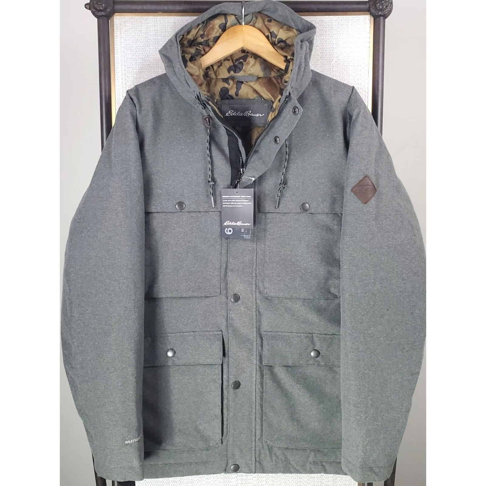 Eddie Bauer Eddie Bauer WeatherEdge 650 Down Hooded Jacket Mens XL Camouflage Green Waterproof Windproof Winter Coat Hooded Full Zip Front Pockets 650 Goose Down Size US XL / EU 56 / 4 - 2 Thumbnail