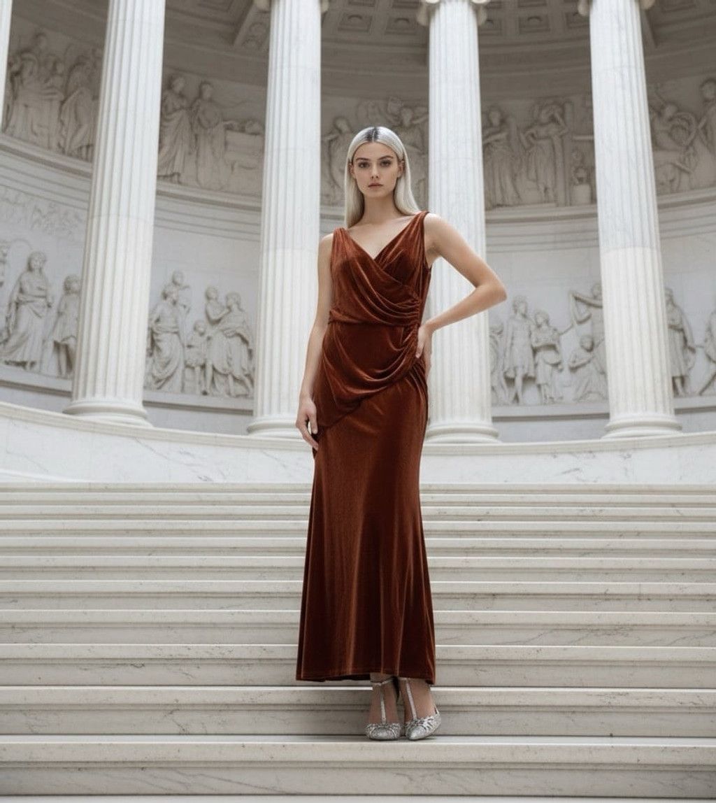 Other NWOT Revelry Velvet feel brown maxi cocktail dress gown 14 Size XL / US 12-14 / IT 48-50 - 1 Thumbnail